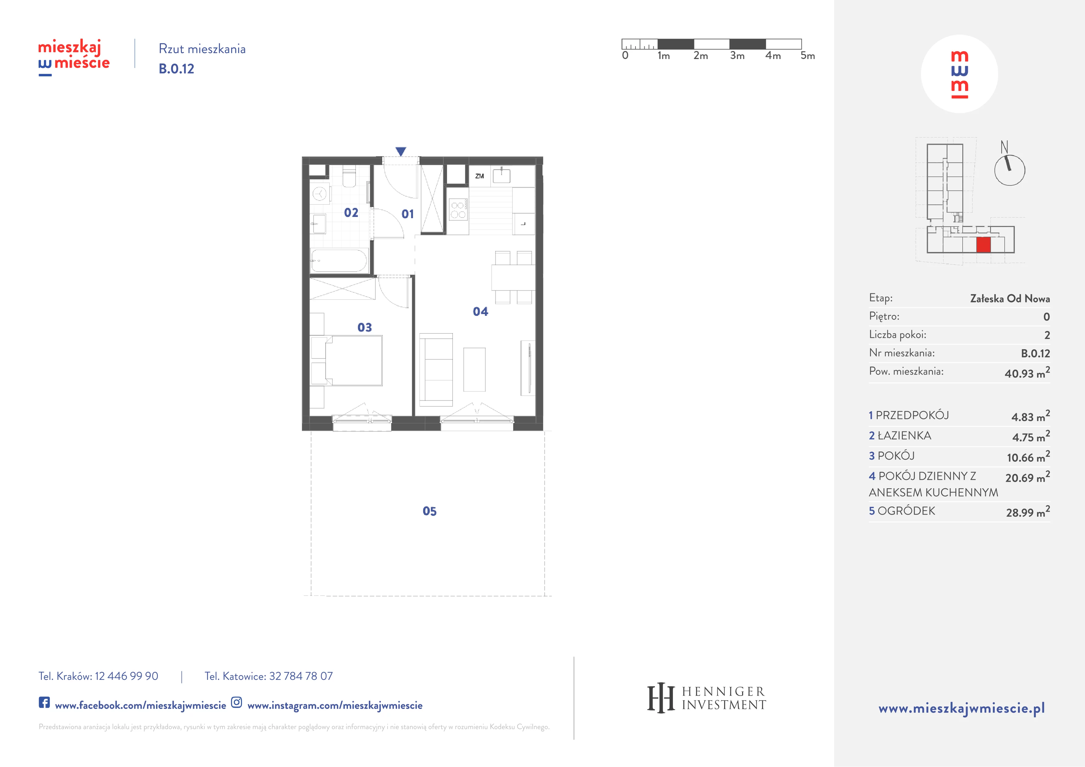 2 pokoje, mieszkanie 40,93 m², parter, oferta nr B.0.12, Mieszkaj w mieście Załęska od Nowa, Katowice, Załęska Hałda-Brynów, Załęska Hałda, ul. Załęska Hałda