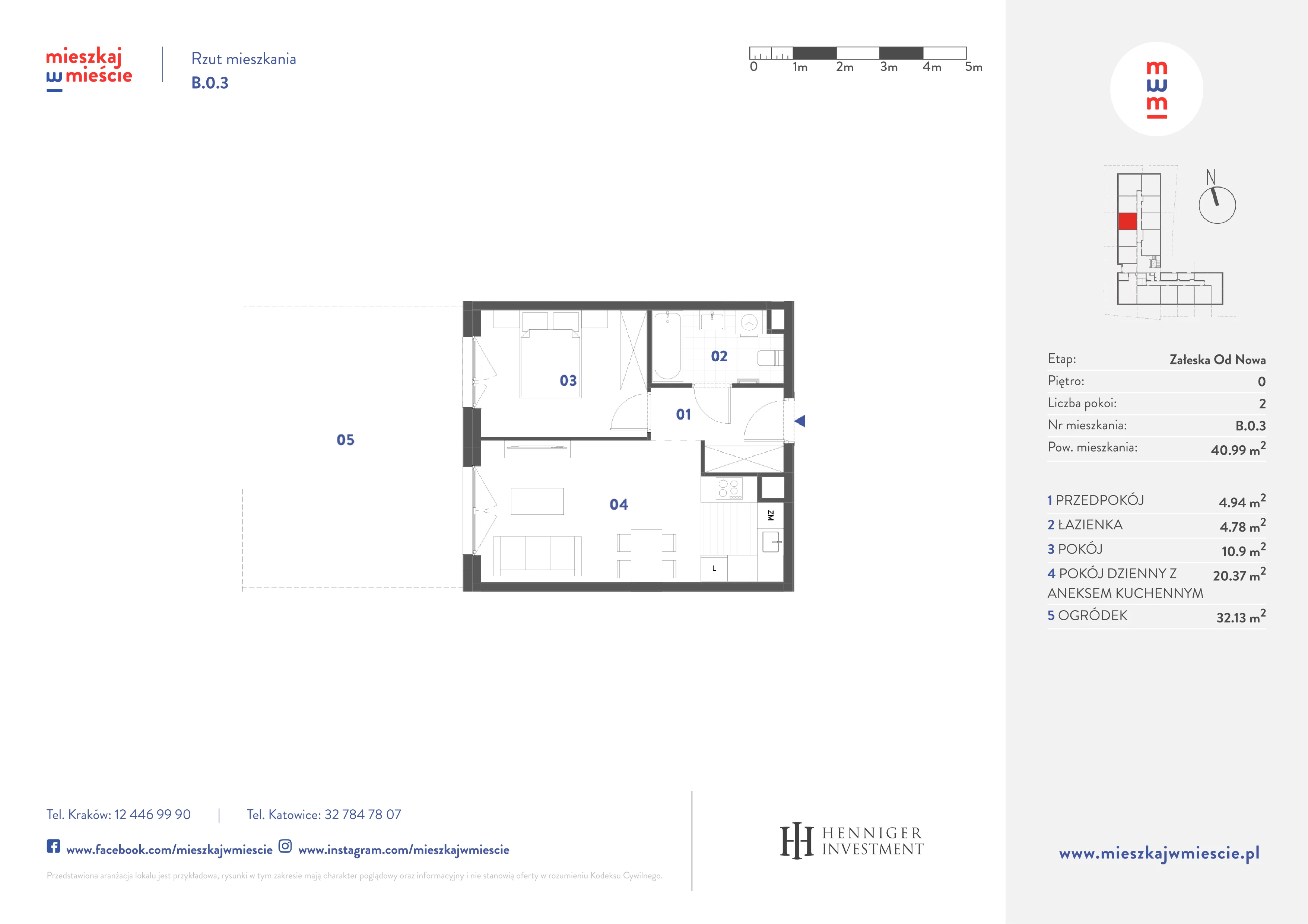 2 pokoje, mieszkanie 40,99 m², parter, oferta nr B.0.3, Mieszkaj w mieście Załęska od Nowa, Katowice, Załęska Hałda-Brynów, Załęska Hałda, ul. Załęska Hałda