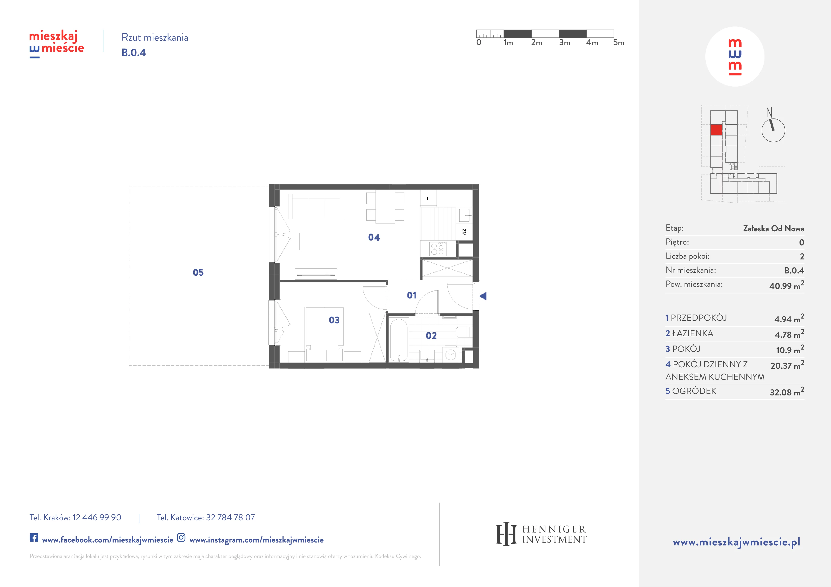 2 pokoje, mieszkanie 40,99 m², parter, oferta nr B.0.4, Mieszkaj w mieście Załęska od Nowa, Katowice, Załęska Hałda-Brynów, Załęska Hałda, ul. Załęska Hałda
