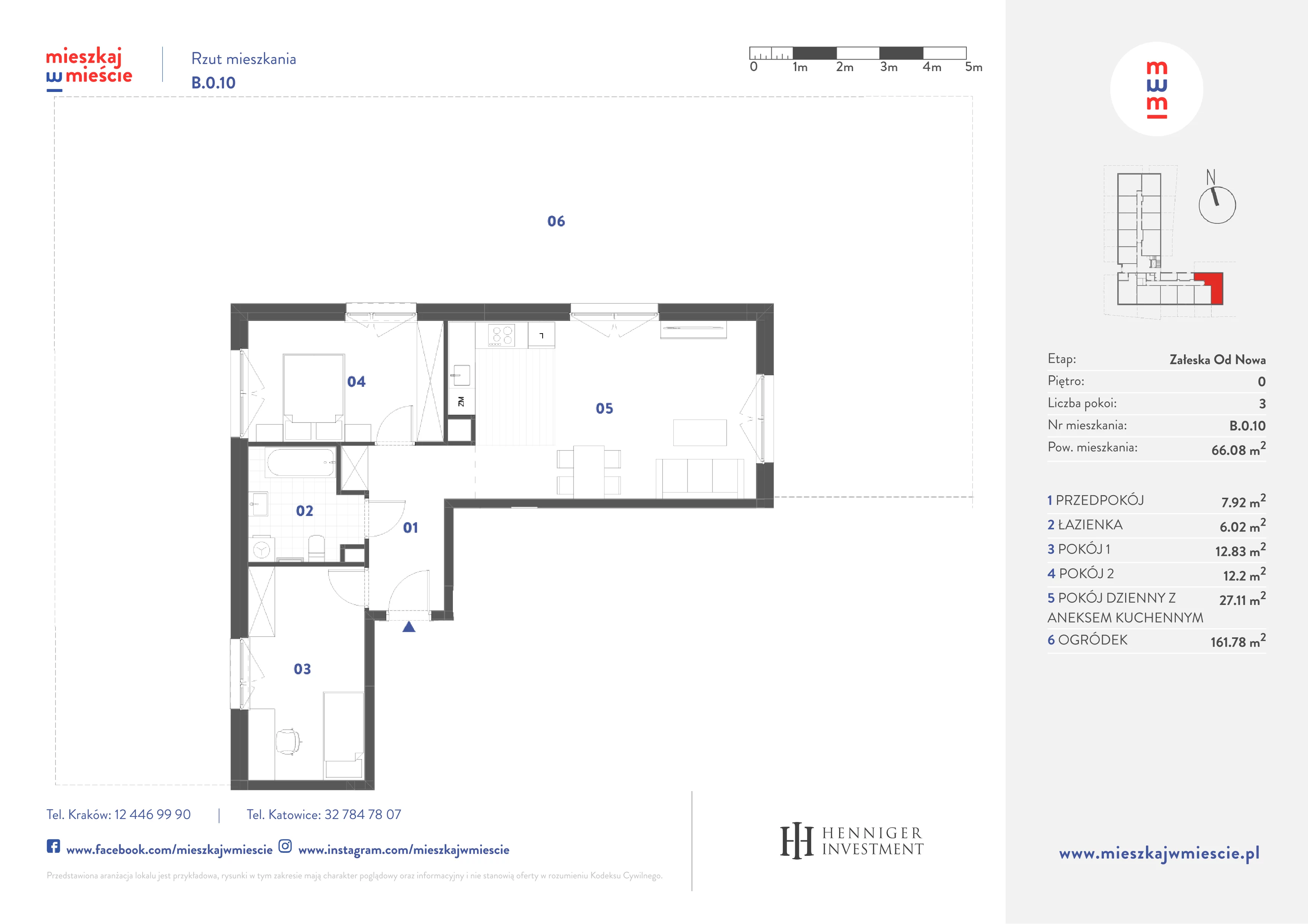 3 pokoje, mieszkanie 66,08 m², parter, oferta nr B.0.10, Mieszkaj w mieście Załęska od Nowa, Katowice, Załęska Hałda-Brynów, Załęska Hałda, ul. Załęska Hałda