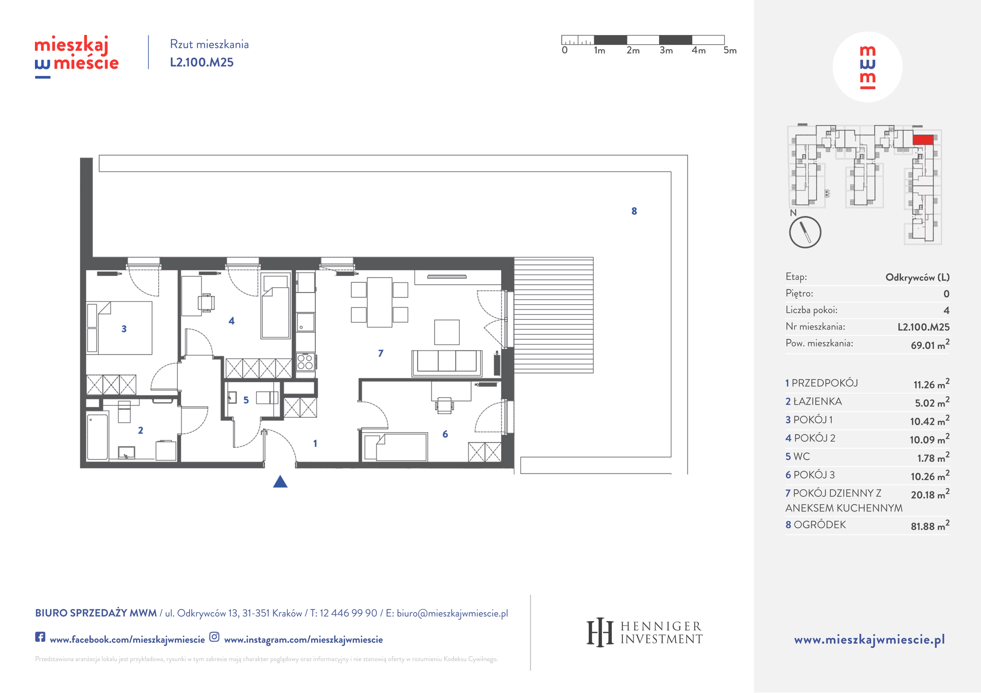 Mieszkanie 69,21 m², parter, oferta nr L2.100.M25, Mieszkaj w Mieście - Odkrywców L, Kraków, Bronowice, ul. Wizjonerów