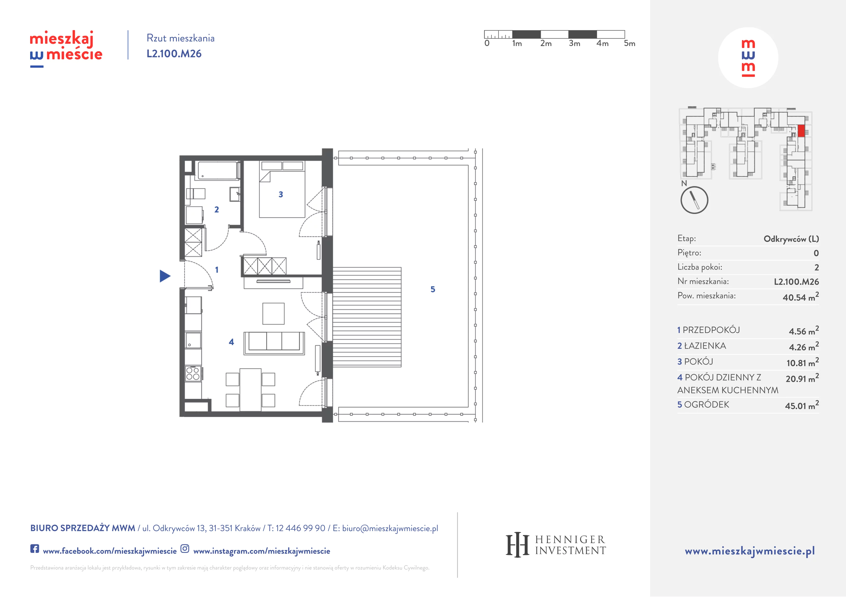 Mieszkanie 40,70 m², parter, oferta nr L2.100.M26, Mieszkaj w Mieście - Odkrywców L, Kraków, Bronowice, ul. Wizjonerów