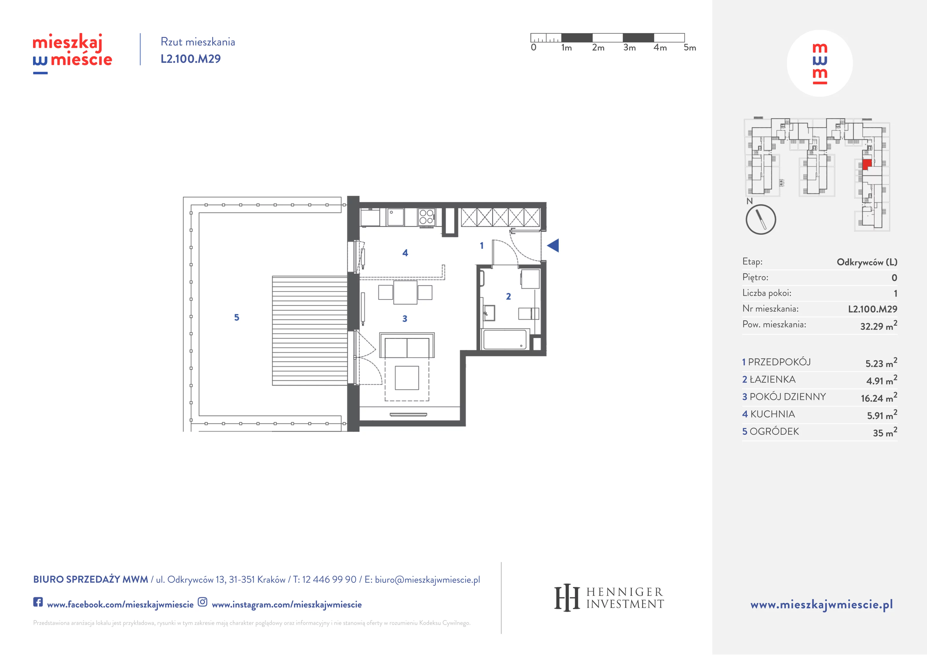 Mieszkanie 32,41 m², parter, oferta nr L2.100.M29, Mieszkaj w Mieście - Odkrywców L, Kraków, Bronowice, ul. Wizjonerów