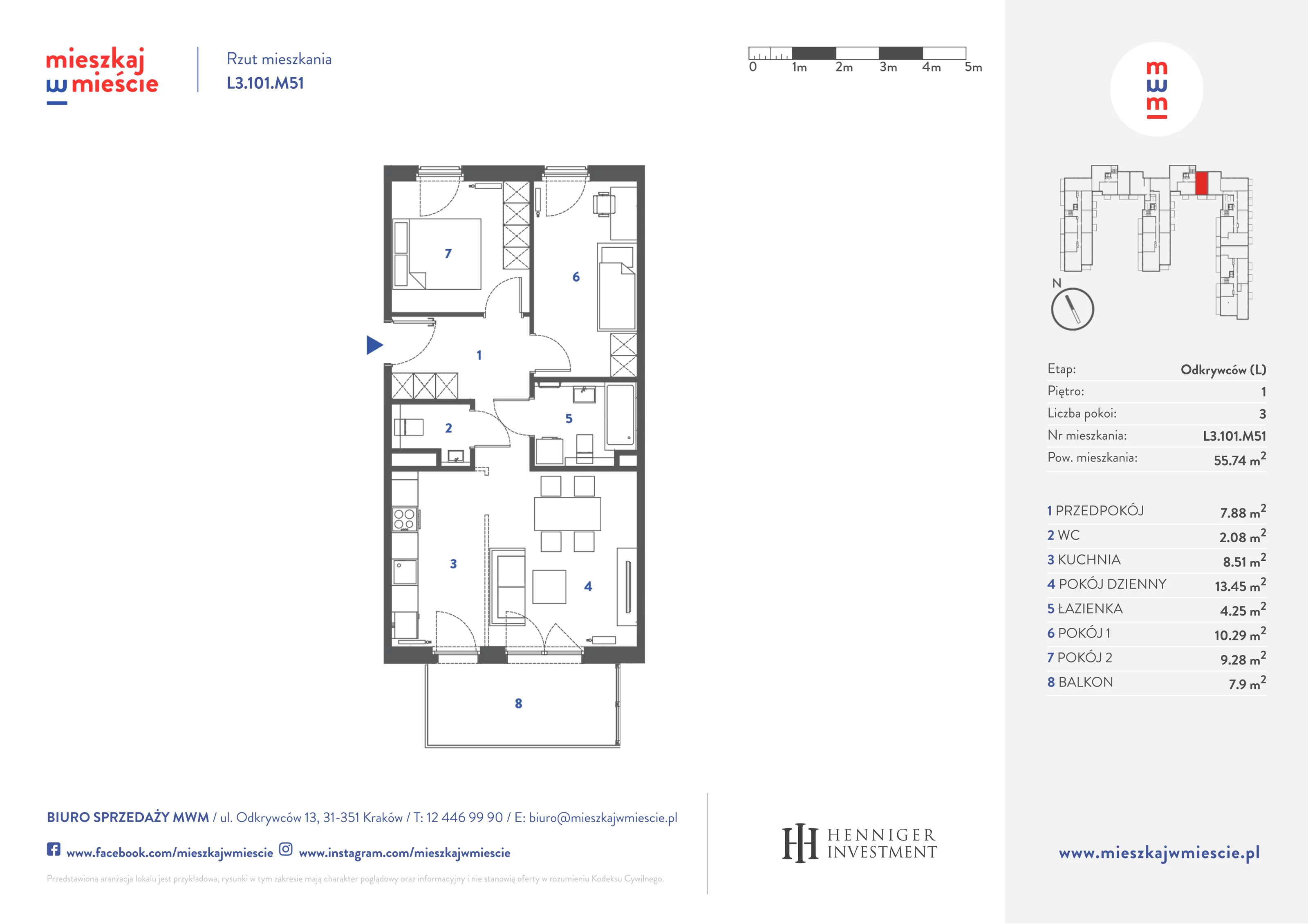 Mieszkanie 55,95 m², piętro 1, oferta nr L3.101.M51, Mieszkaj w Mieście - Odkrywców L, Kraków, Bronowice, ul. Wizjonerów-idx