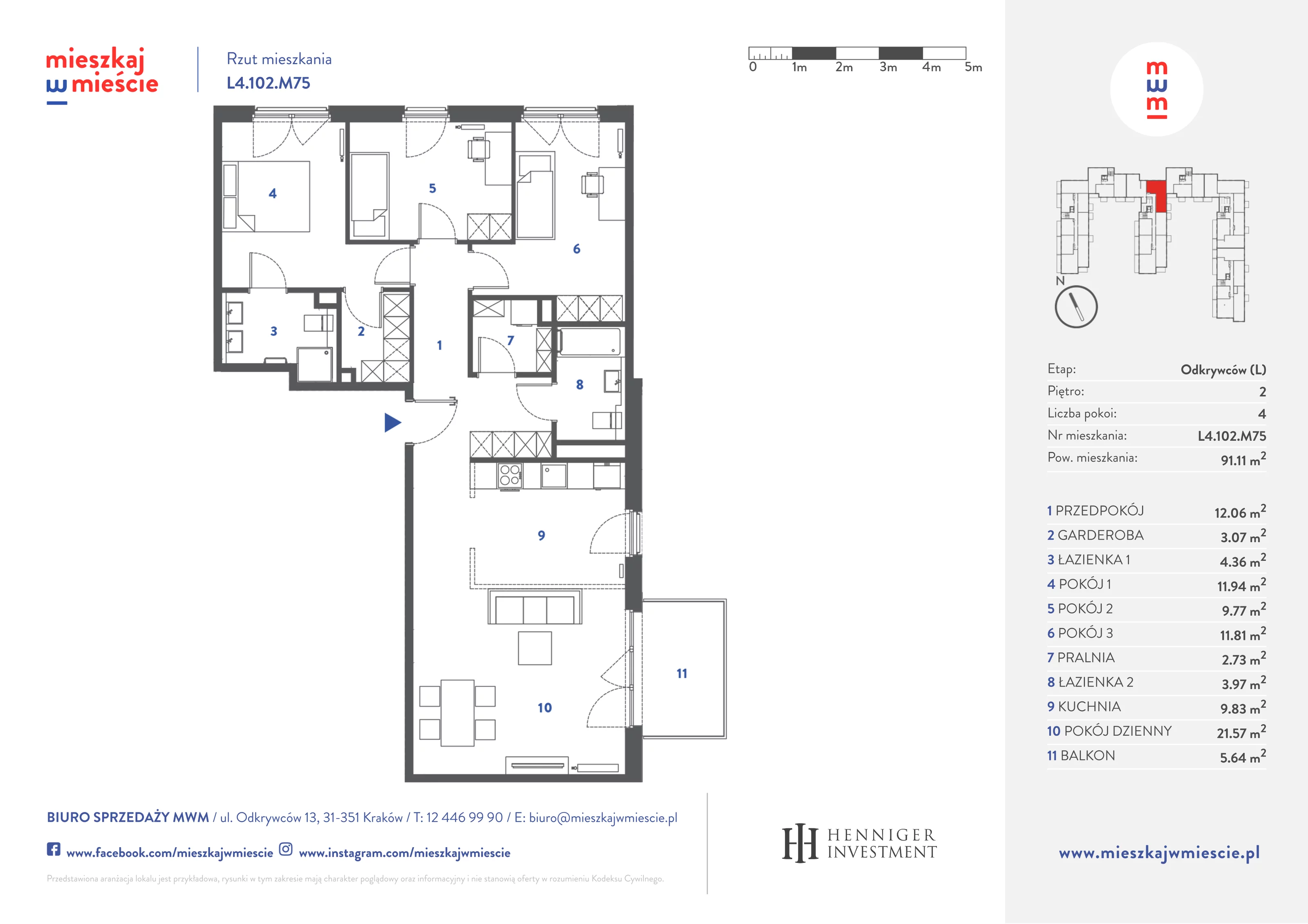 Mieszkanie 91,44 m², piętro 2, oferta nr L4.102.M75, Mieszkaj w Mieście - Odkrywców L, Kraków, Bronowice, ul. Wizjonerów