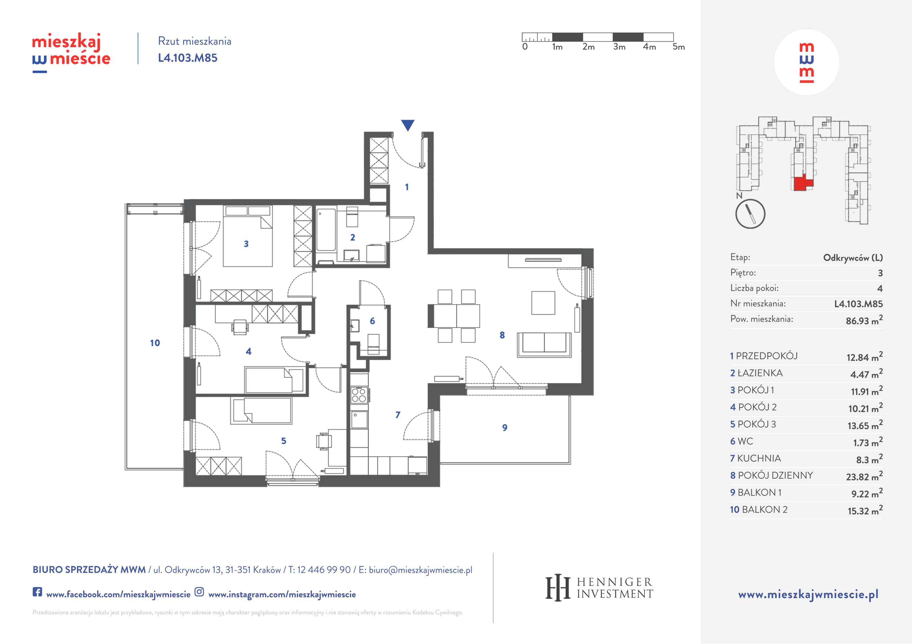 Mieszkanie 87,21 m², piętro 3, oferta nr L4.103.M85, Mieszkaj w Mieście - Odkrywców L, Kraków, Bronowice, ul. Wizjonerów