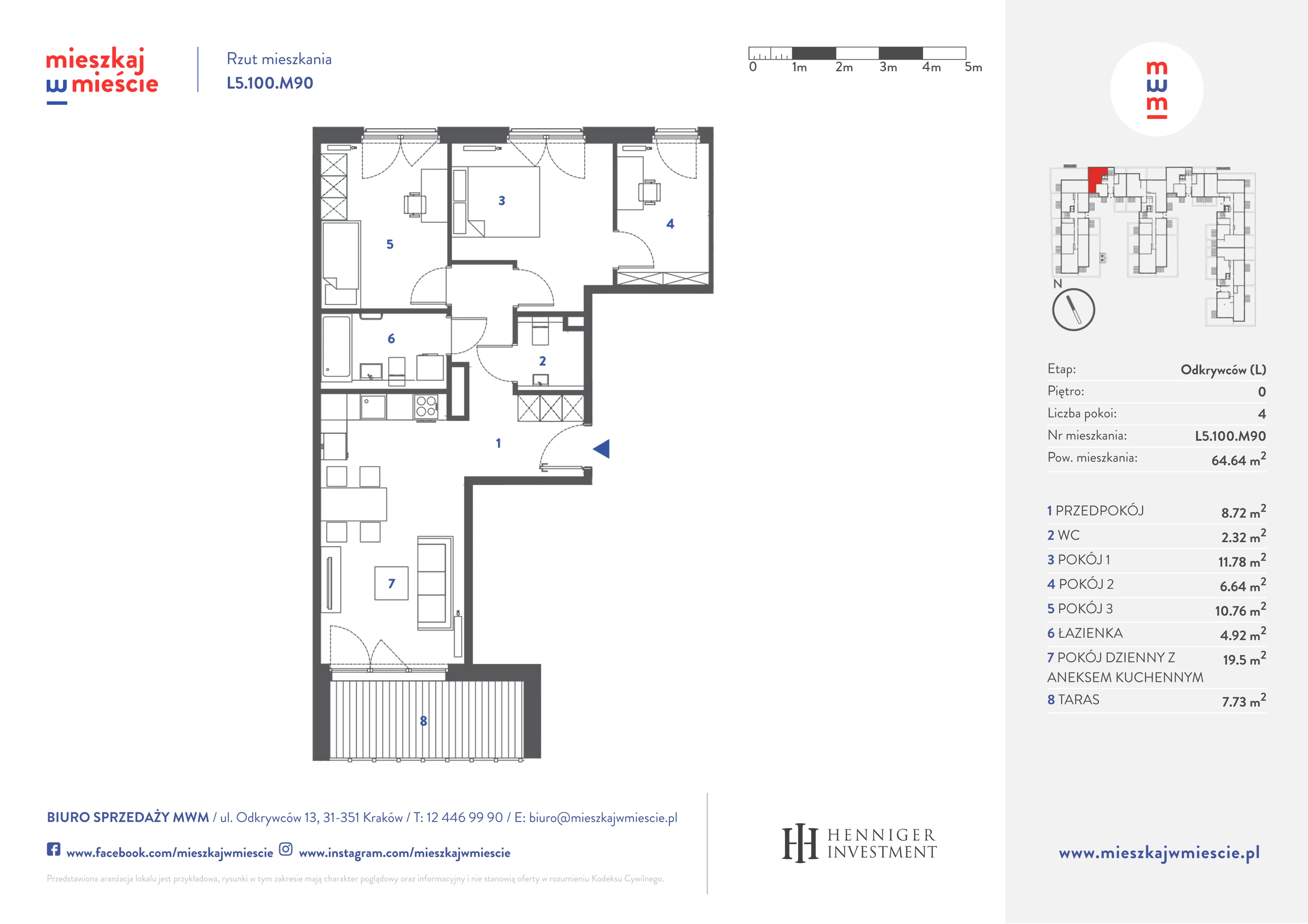 Mieszkanie 64,90 m², parter, oferta nr L5.100.M90, Mieszkaj w Mieście - Odkrywców L, Kraków, Bronowice, ul. Wizjonerów