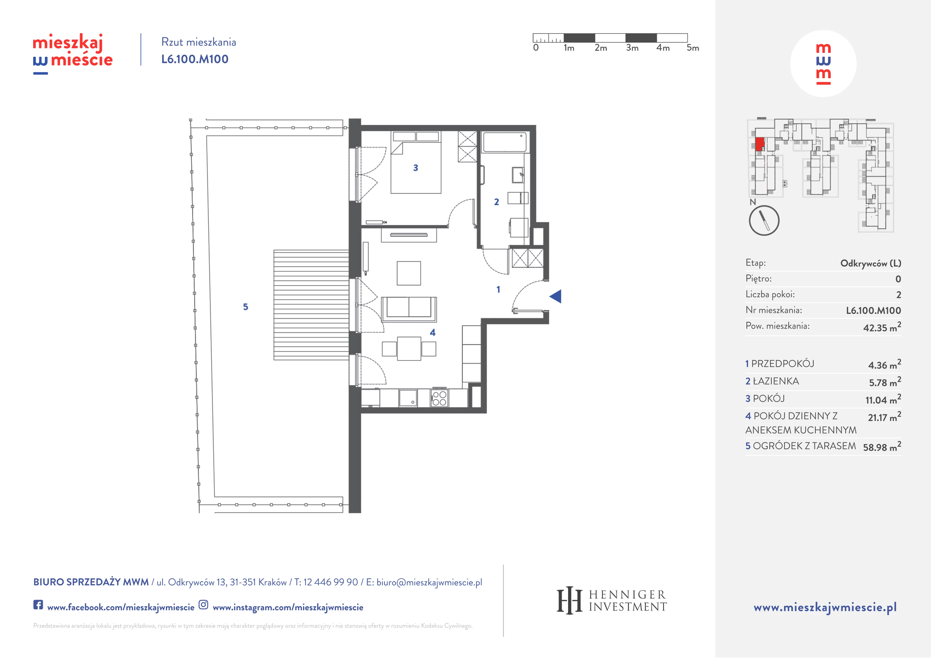 Mieszkanie 42,53 m², parter, oferta nr L6.100.M100, Mieszkaj w Mieście - Odkrywców L, Kraków, Bronowice, ul. Wizjonerów