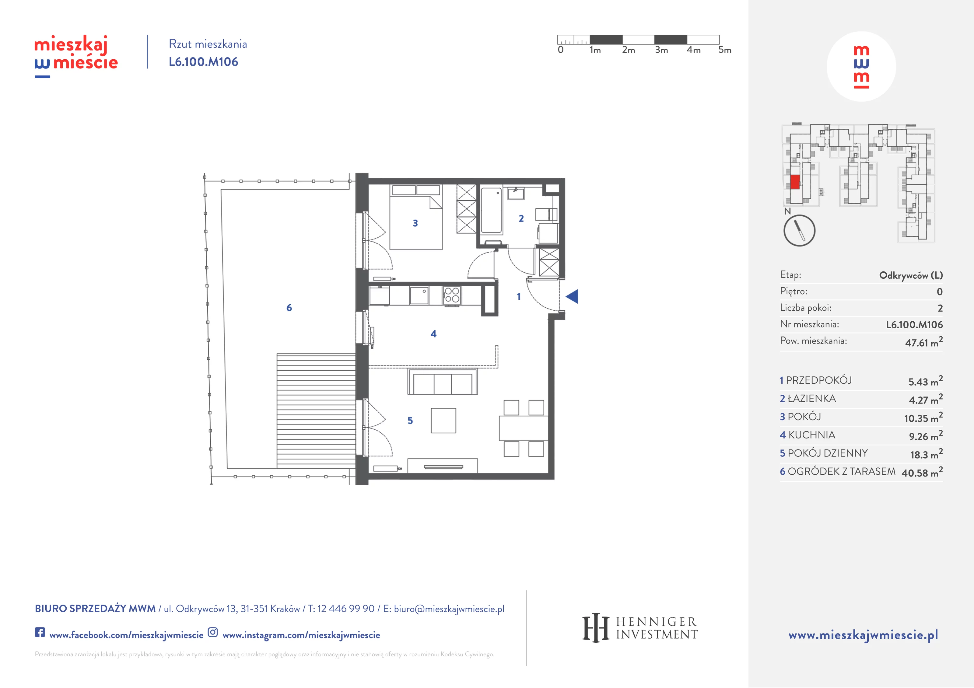 Mieszkanie 47,76 m², parter, oferta nr L6.100.M106, Mieszkaj w Mieście - Odkrywców L, Kraków, Bronowice, ul. Wizjonerów