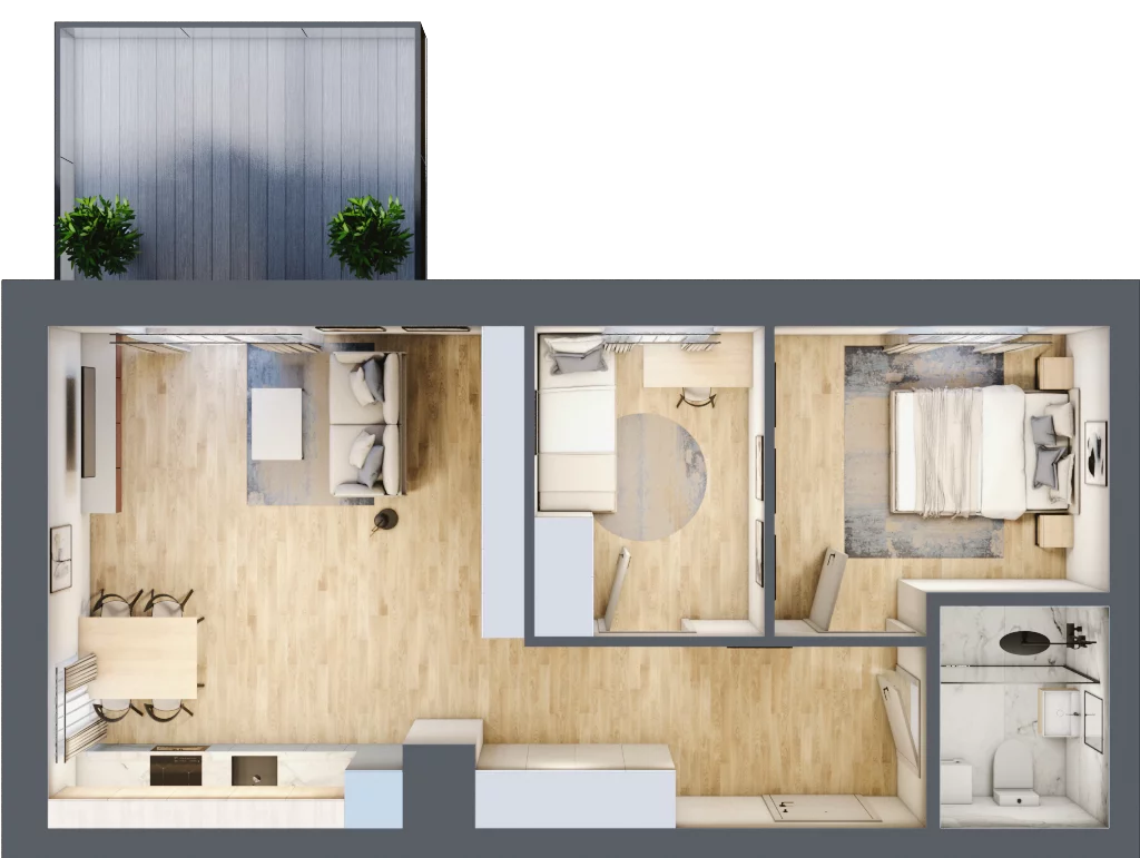 3 pokoje, mieszkanie 54,91 m², parter, oferta nr 5, Esperanto Park, Olsztyn, Podleśna, ul. Zamenhofa