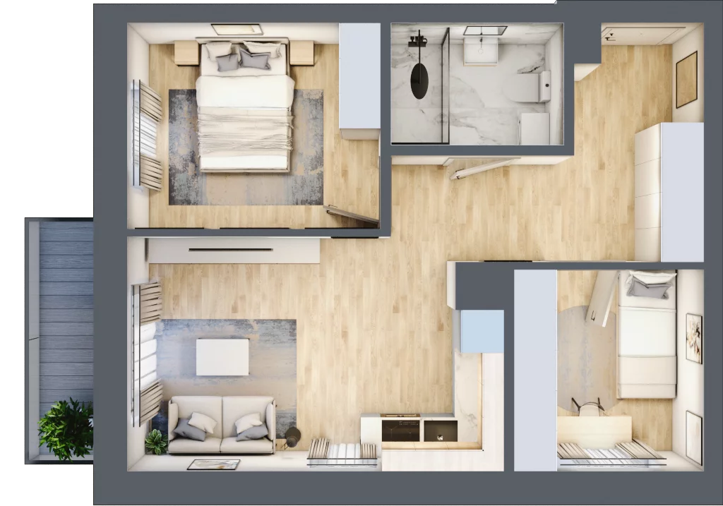 3 pokoje, mieszkanie 48,27 m², piętro 2, oferta nr 13, Esperanto Park, Olsztyn, Podleśna, ul. Zamenhofa