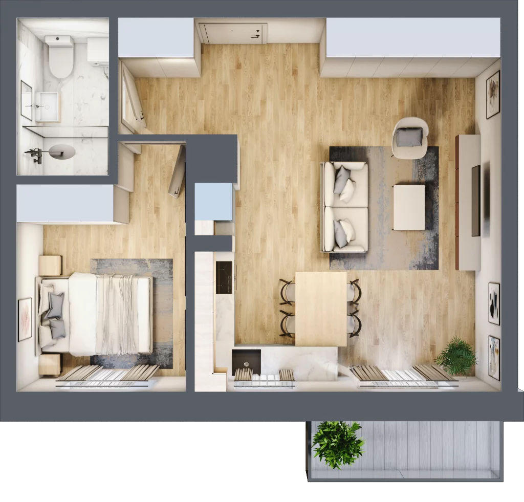 2 pokoje, mieszkanie 45,21 m², piętro 4, oferta nr 26, Esperanto Park, Olsztyn, Podleśna, ul. Zamenhofa