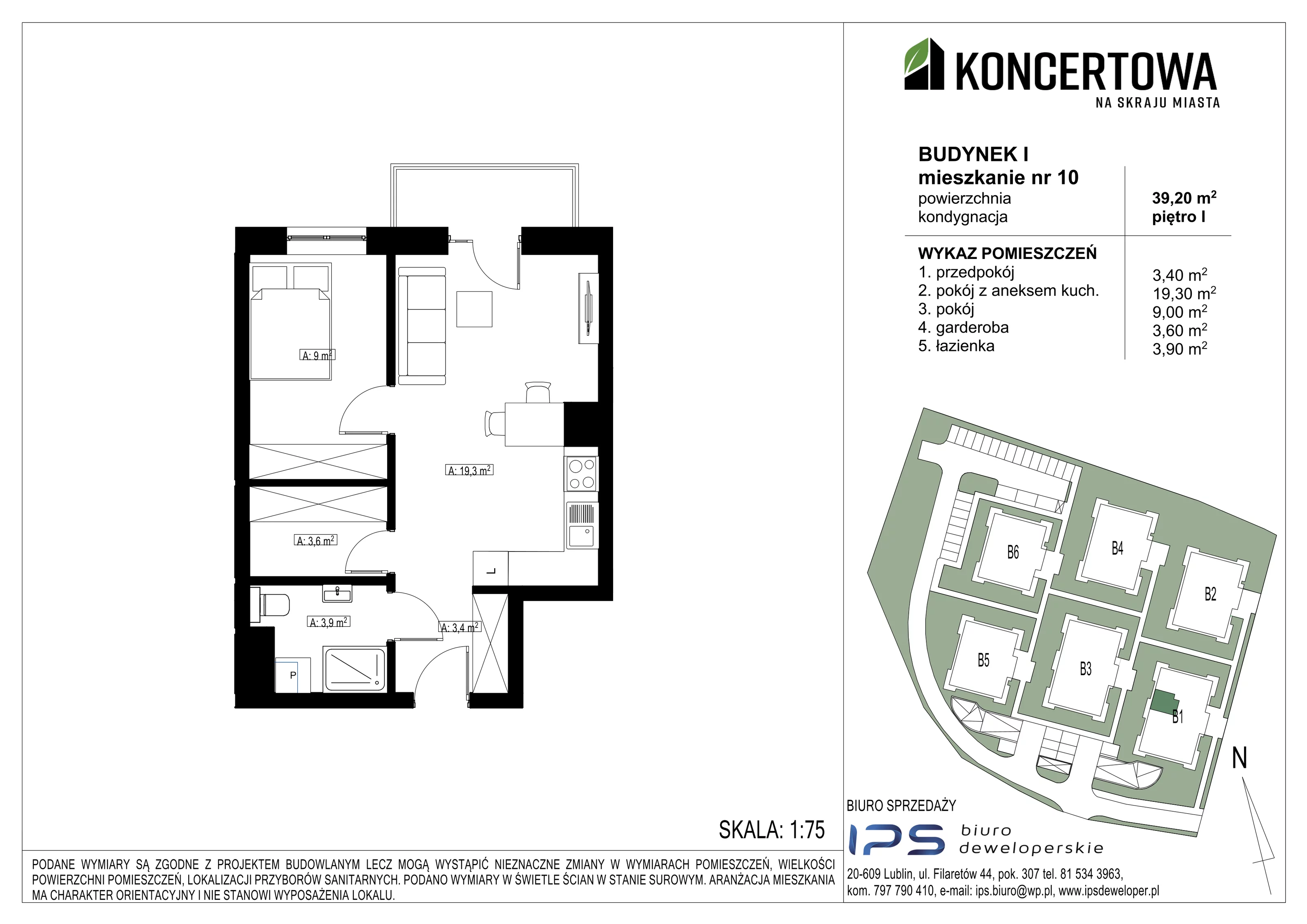 Mieszkanie 39,20 m², piętro 1, oferta nr 2_I/10, KONCERTOWA - Na skraju miasta, Lublin, Czechów Północny, Czechów Północny,  ul. Koncertowa