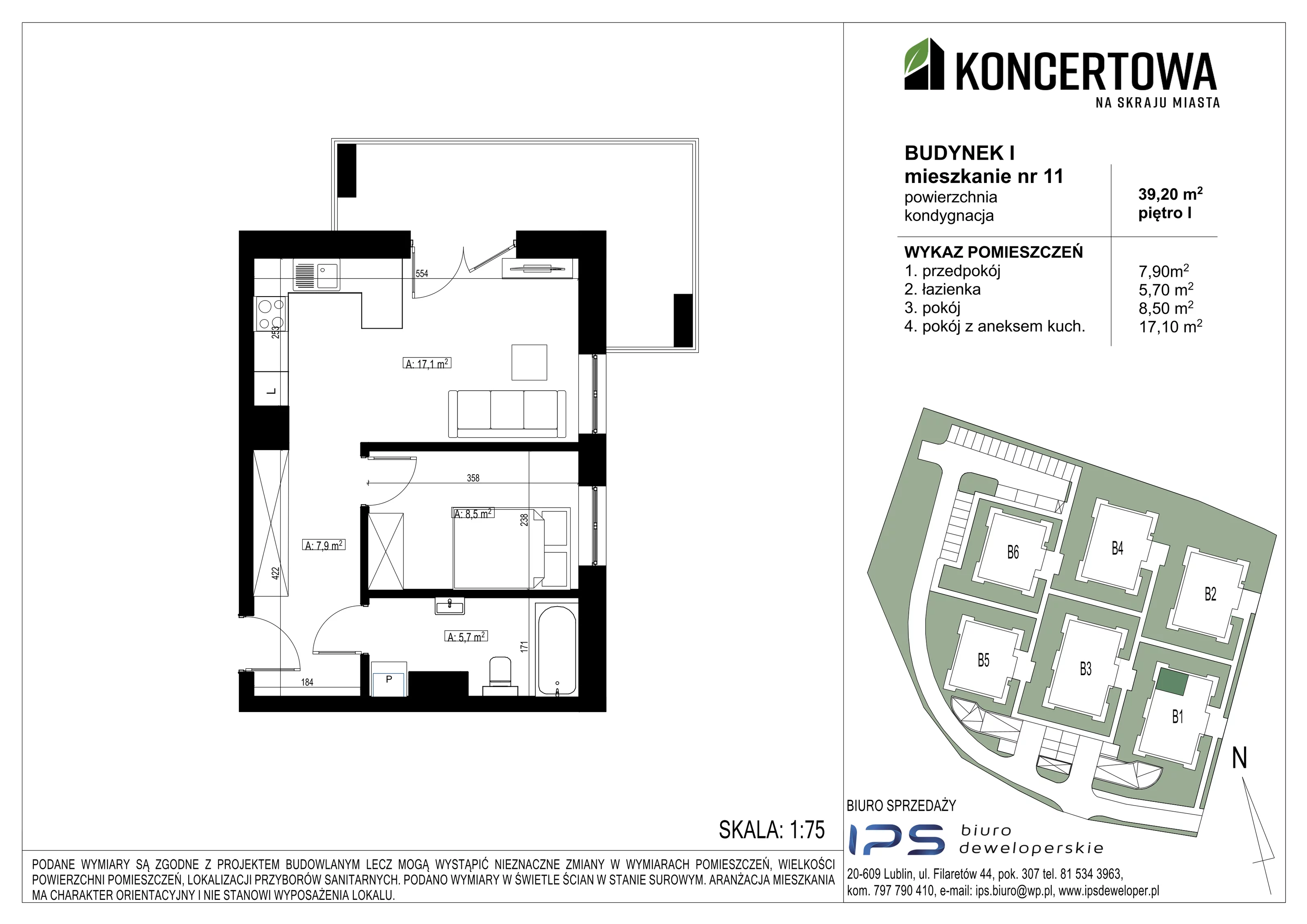 Mieszkanie 39,20 m², piętro 1, oferta nr 2_I/11, KONCERTOWA - Na skraju miasta, Lublin, Czechów Północny, Czechów Północny,  ul. Koncertowa