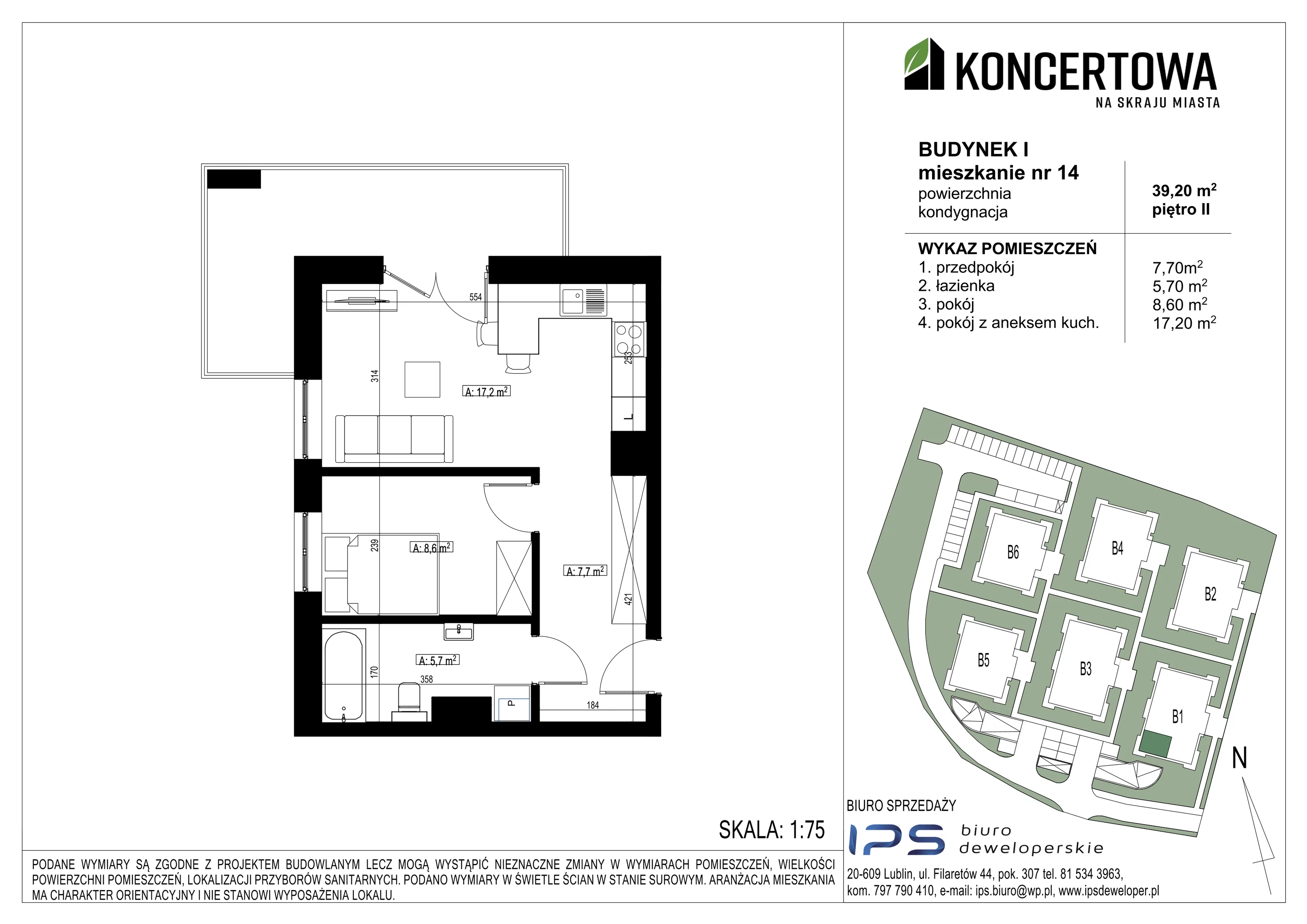 Mieszkanie 39,20 m², piętro 2, oferta nr 2_I/14, KONCERTOWA - Na skraju miasta, Lublin, Czechów Północny, Czechów Północny,  ul. Koncertowa