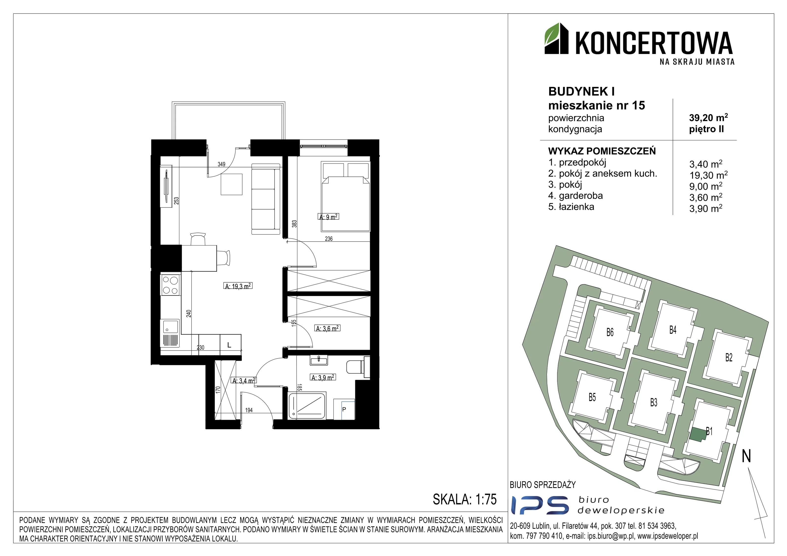 Mieszkanie 39,20 m², piętro 2, oferta nr 2_I/15, KONCERTOWA - Na skraju miasta, Lublin, Czechów Północny, Czechów Północny,  ul. Koncertowa