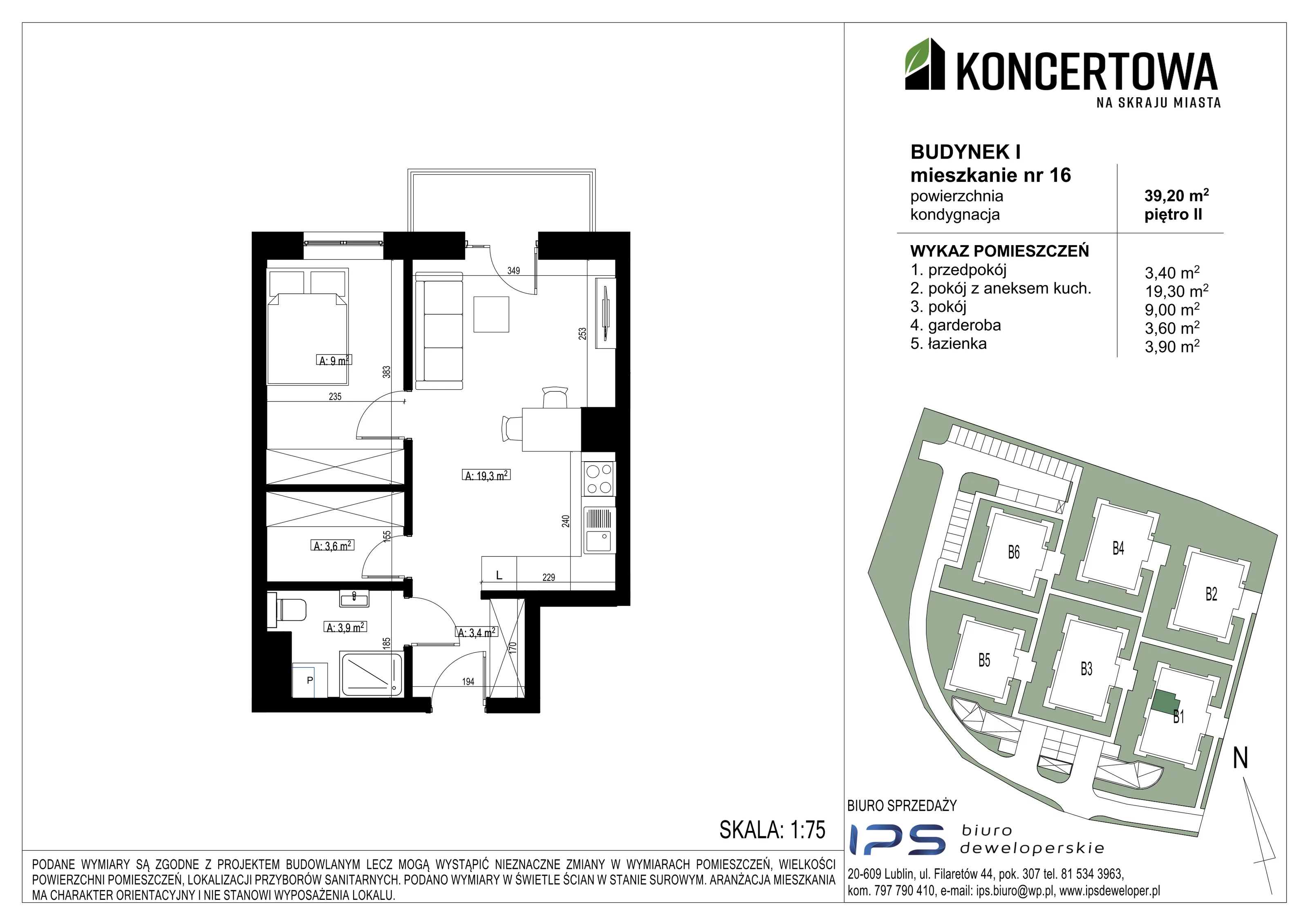 Mieszkanie 39,20 m², piętro 2, oferta nr 2_I/16, KONCERTOWA - Na skraju miasta, Lublin, Czechów Północny, Czechów Północny,  ul. Koncertowa