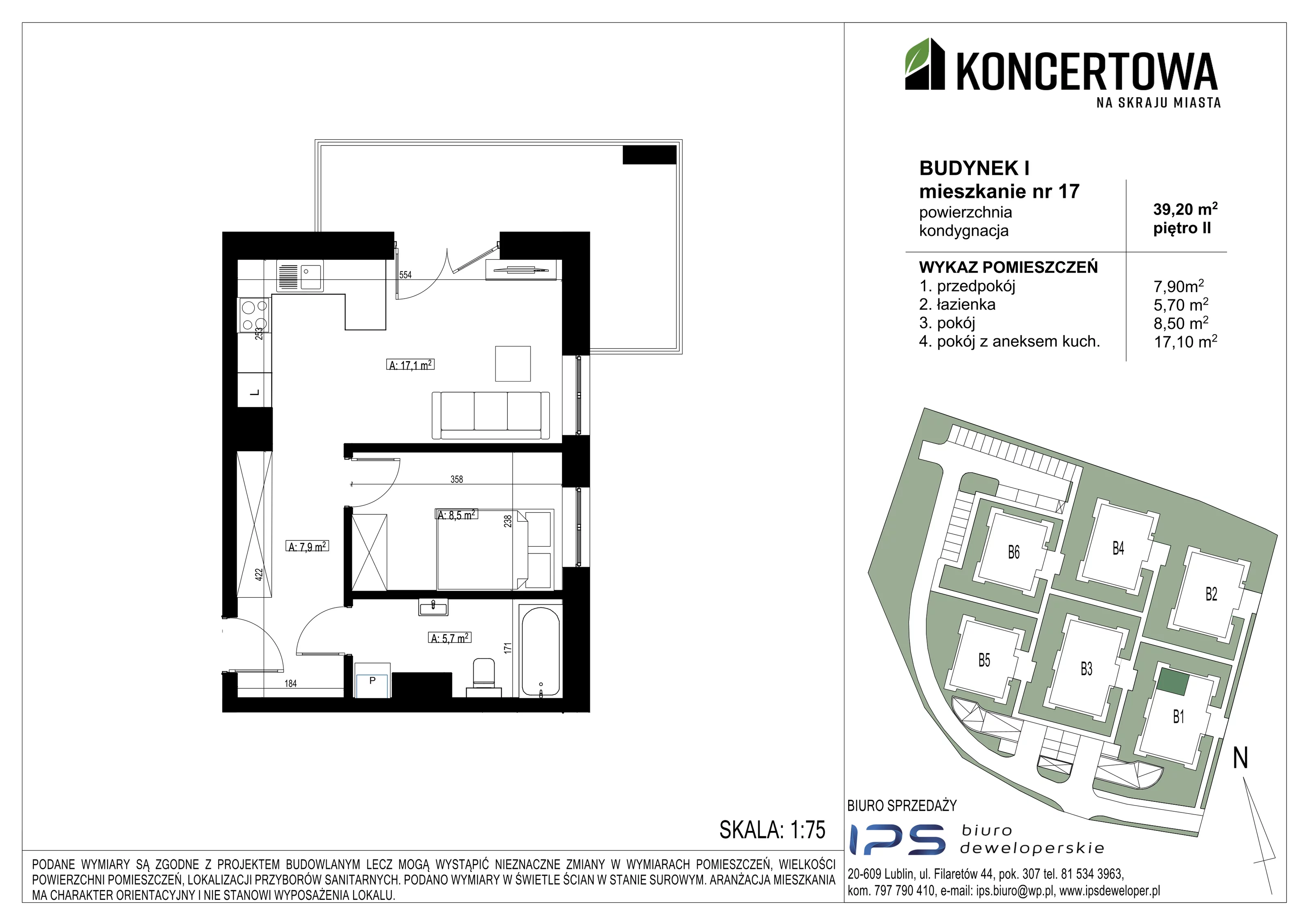 Mieszkanie 39,20 m², piętro 2, oferta nr 2_I/17, KONCERTOWA - Na skraju miasta, Lublin, Czechów Północny, Czechów Północny,  ul. Koncertowa
