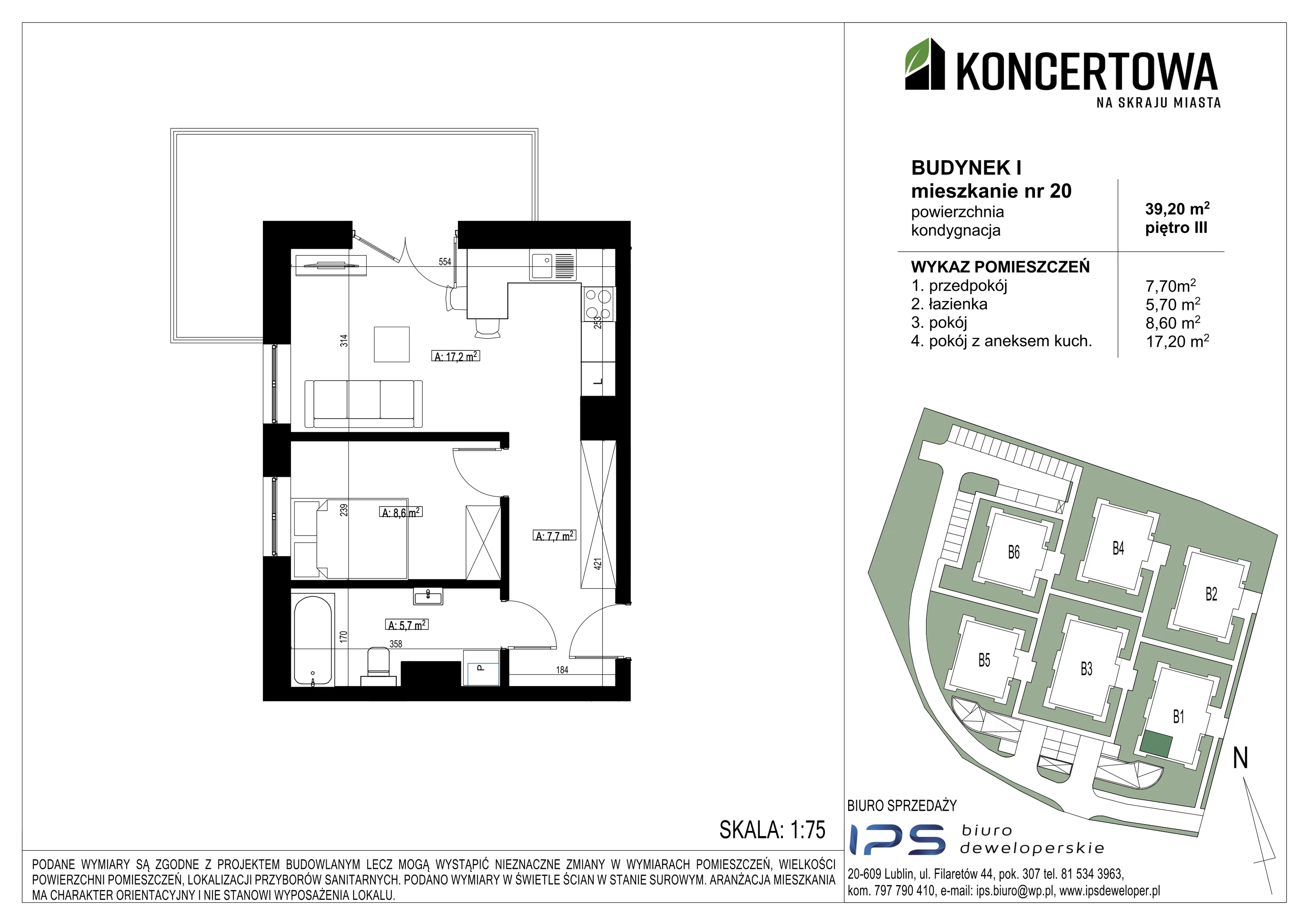 Mieszkanie 39,20 m², piętro 3, oferta nr 2_I/20, KONCERTOWA - Na skraju miasta, Lublin, Czechów Północny, Czechów Północny,  ul. Koncertowa