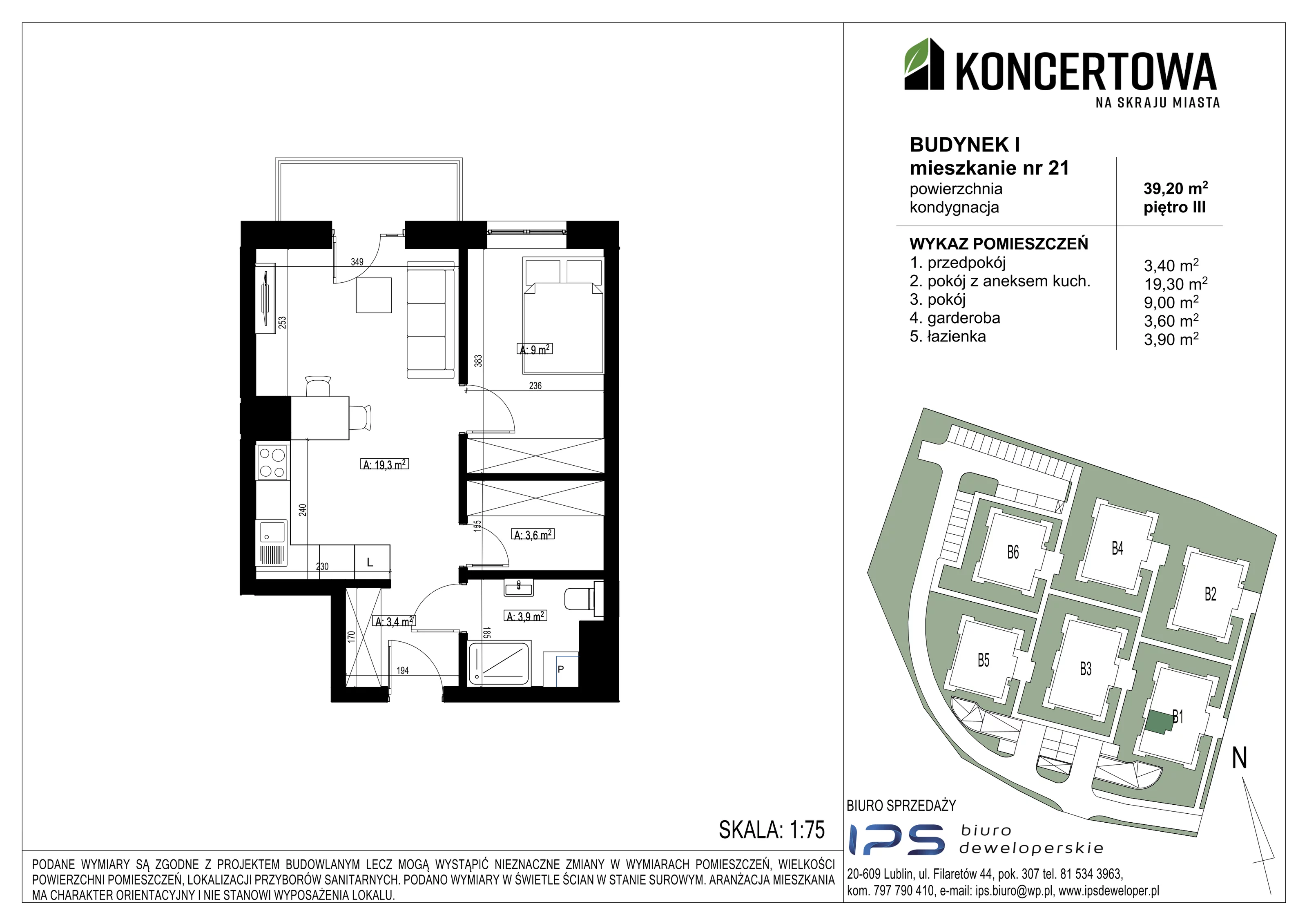 Mieszkanie 39,20 m², piętro 3, oferta nr 2_I/21, KONCERTOWA - Na skraju miasta, Lublin, Czechów Północny, Czechów Północny,  ul. Koncertowa