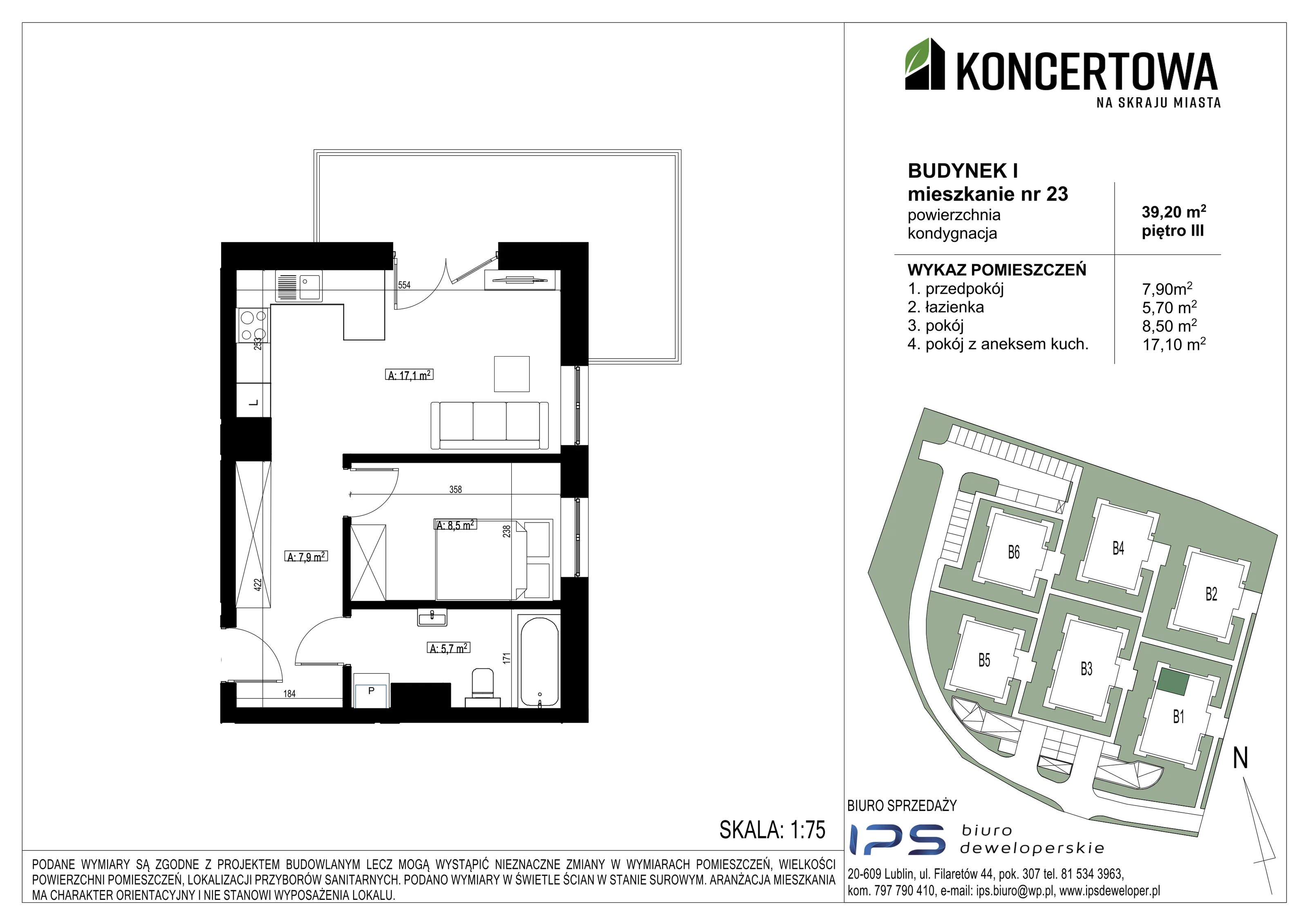 Mieszkanie 39,20 m², piętro 3, oferta nr 2_I/23, KONCERTOWA - Na skraju miasta, Lublin, Czechów Północny, Czechów Północny,  ul. Koncertowa