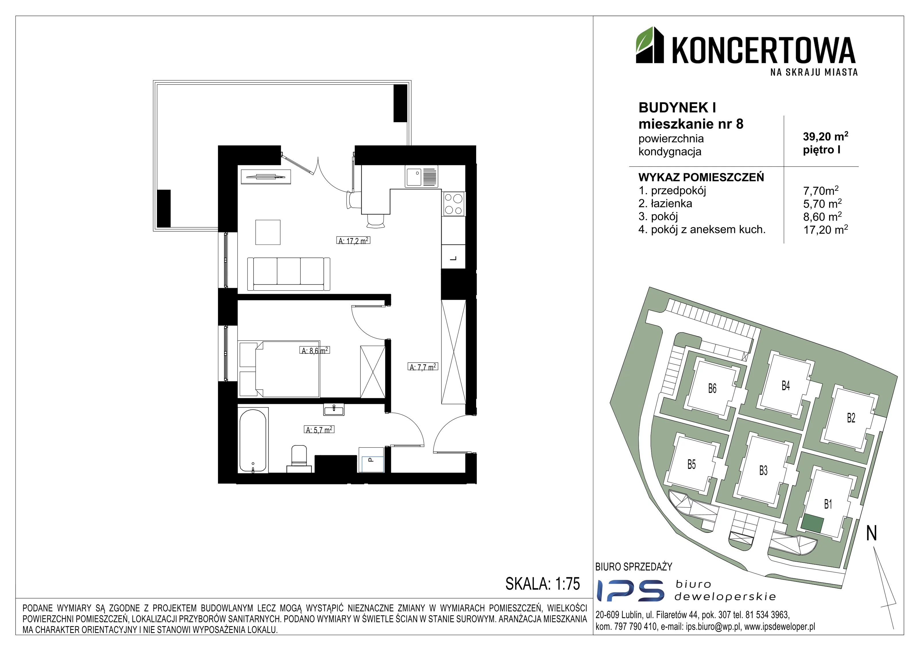 Mieszkanie 39,20 m², piętro 1, oferta nr 2_I/8, KONCERTOWA - Na skraju miasta, Lublin, Czechów Północny, Czechów Północny,  ul. Koncertowa