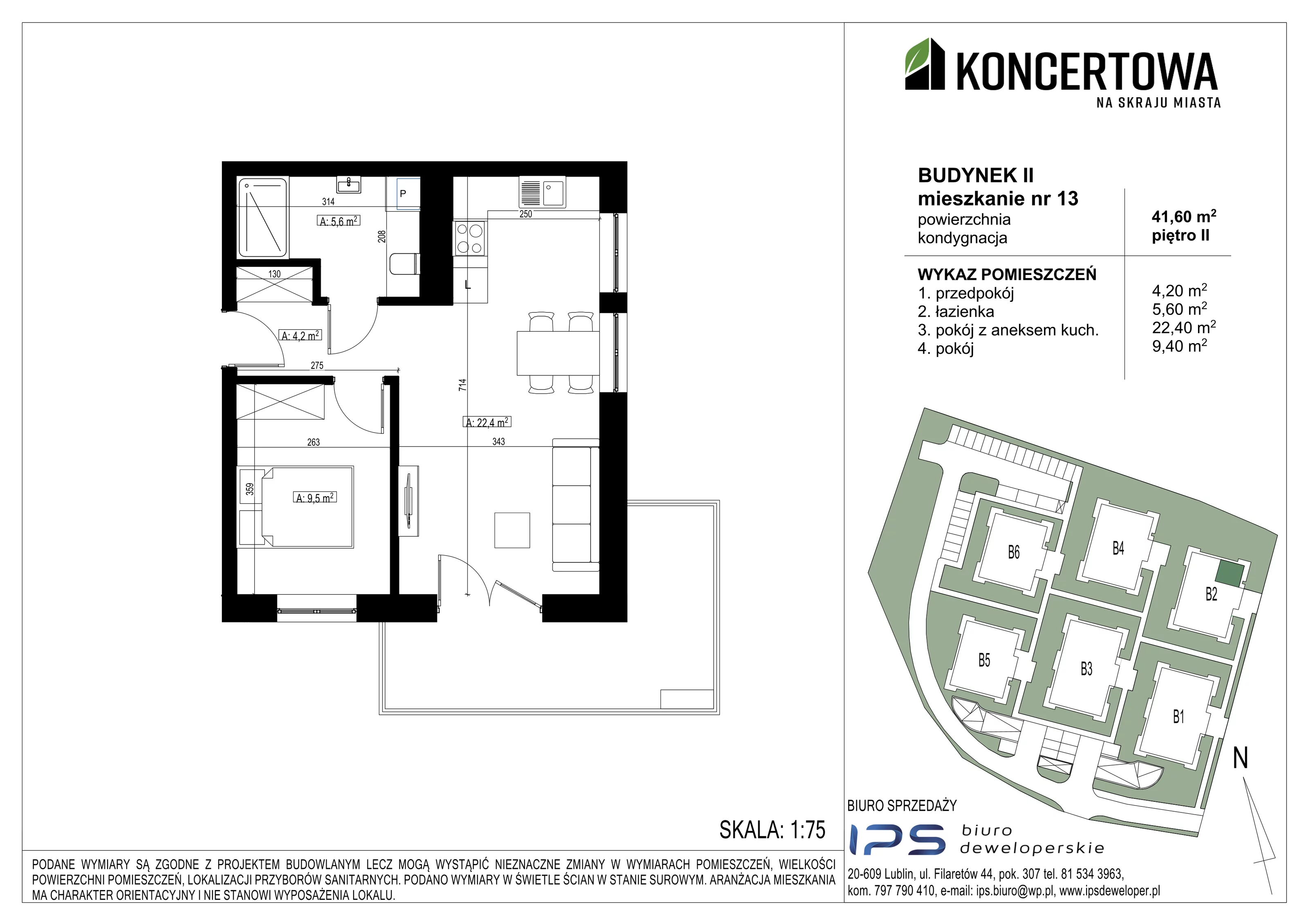 Mieszkanie 41,60 m², piętro 2, oferta nr 2_II/13, KONCERTOWA - Na skraju miasta, Lublin, Czechów Północny, Czechów Północny,  ul. Koncertowa