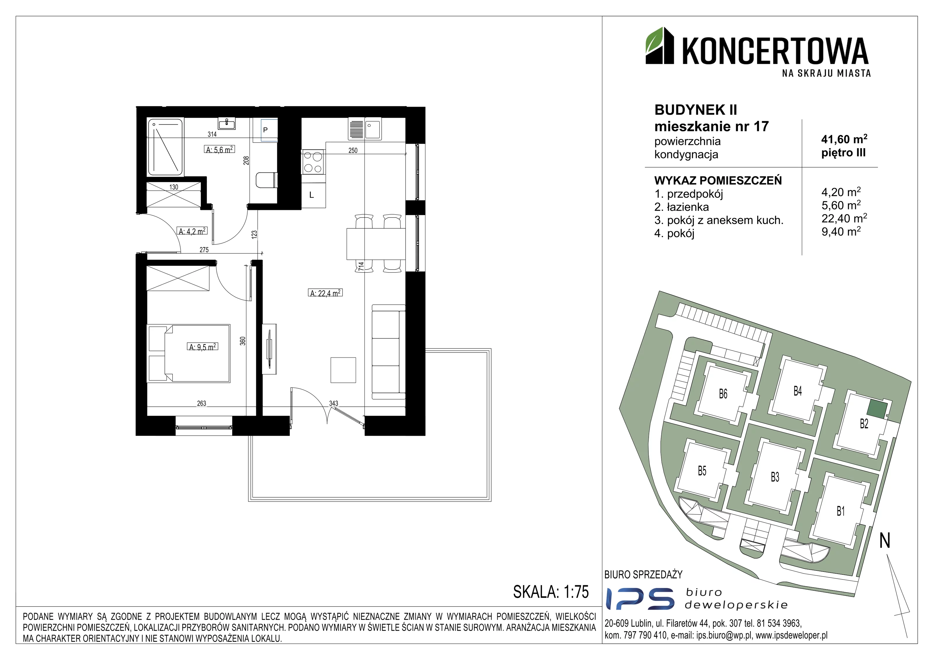 Mieszkanie 41,60 m², piętro 3, oferta nr 2_II/17, KONCERTOWA - Na skraju miasta, Lublin, Czechów Północny, Czechów Północny,  ul. Koncertowa