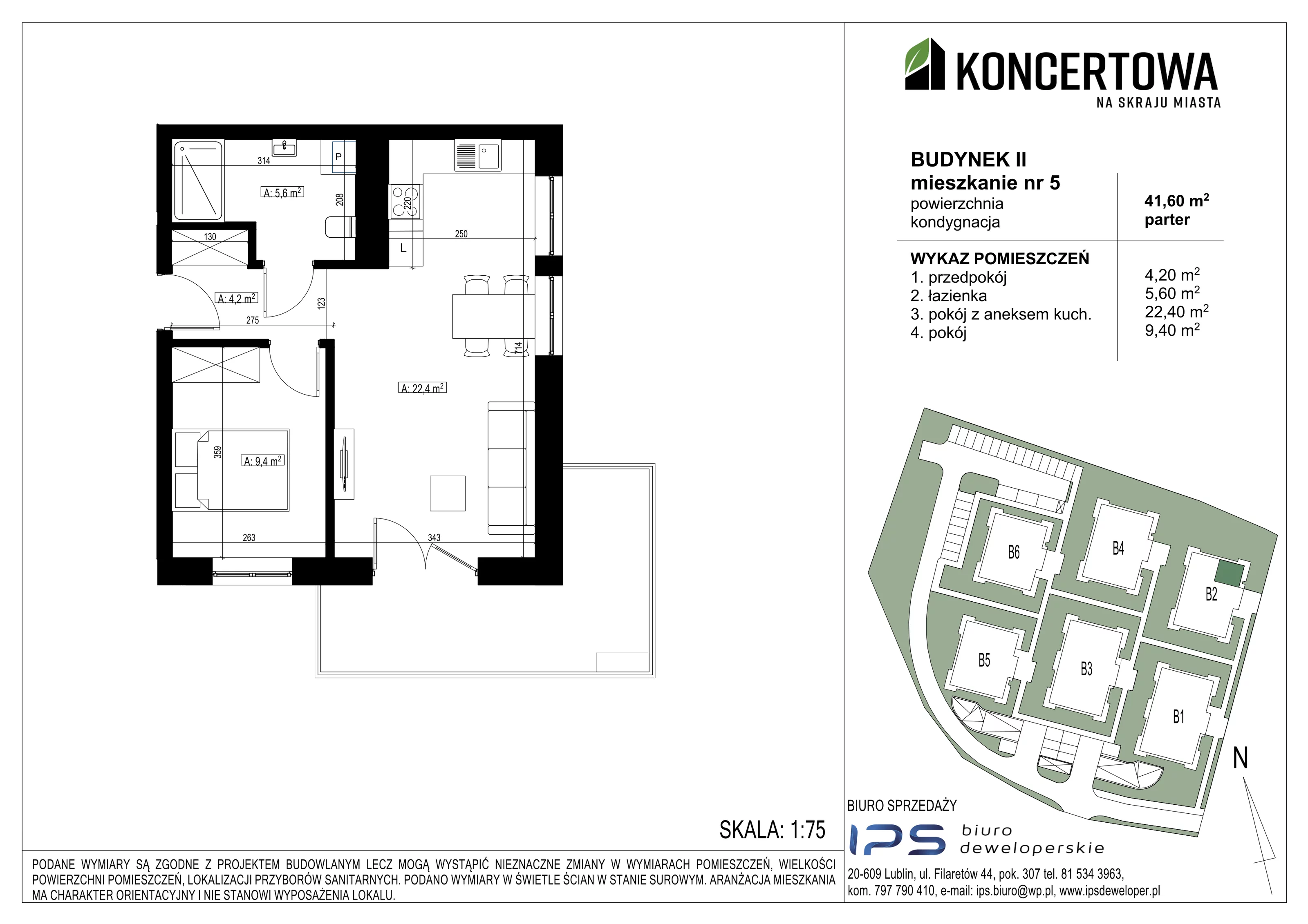 Mieszkanie 41,60 m², parter, oferta nr 2_II/5, KONCERTOWA - Na skraju miasta, Lublin, Czechów Północny, Czechów Północny,  ul. Koncertowa