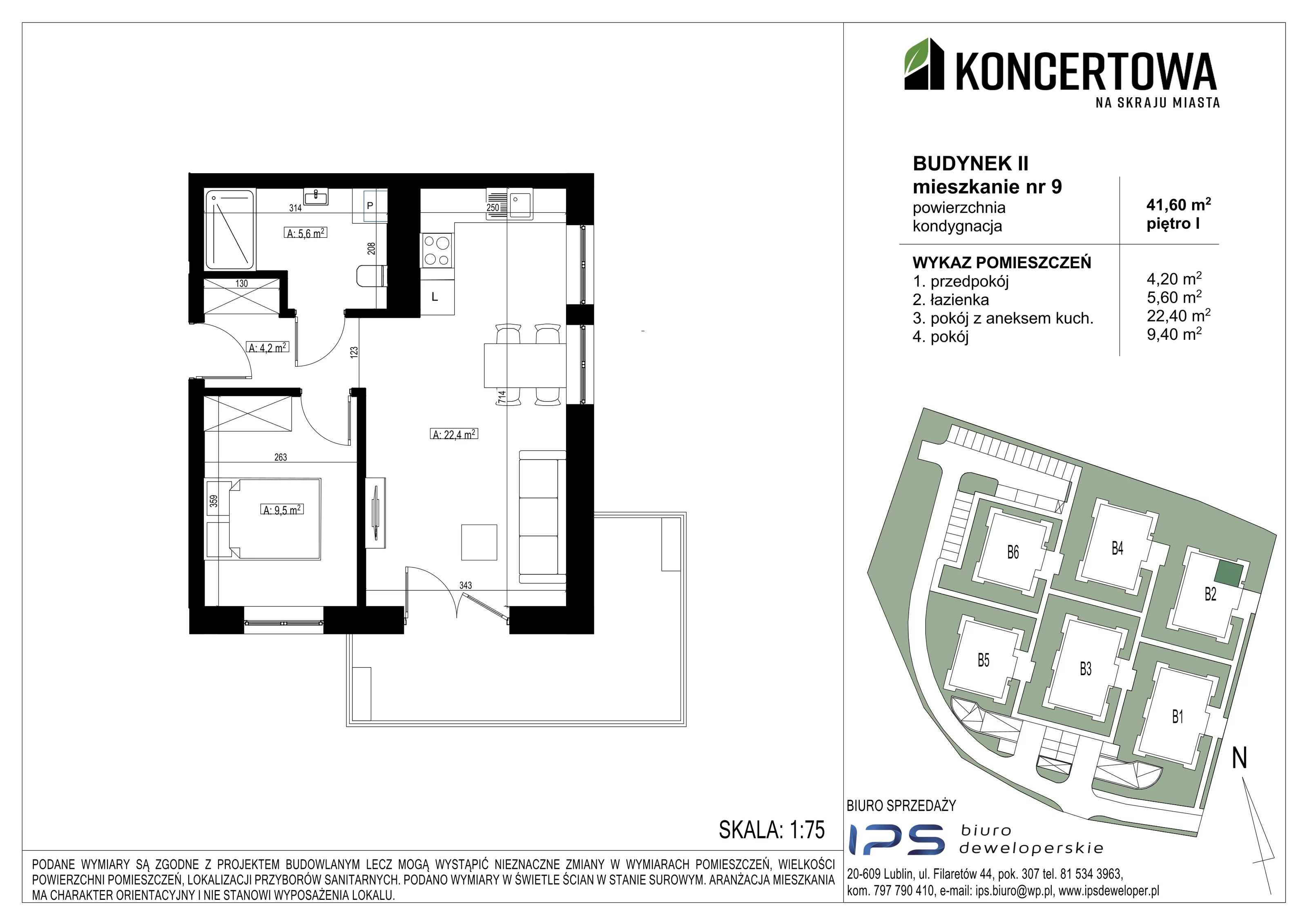 Mieszkanie 41,60 m², piętro 1, oferta nr 2_II/9, KONCERTOWA - Na skraju miasta, Lublin, Czechów Północny, Czechów Północny,  ul. Koncertowa