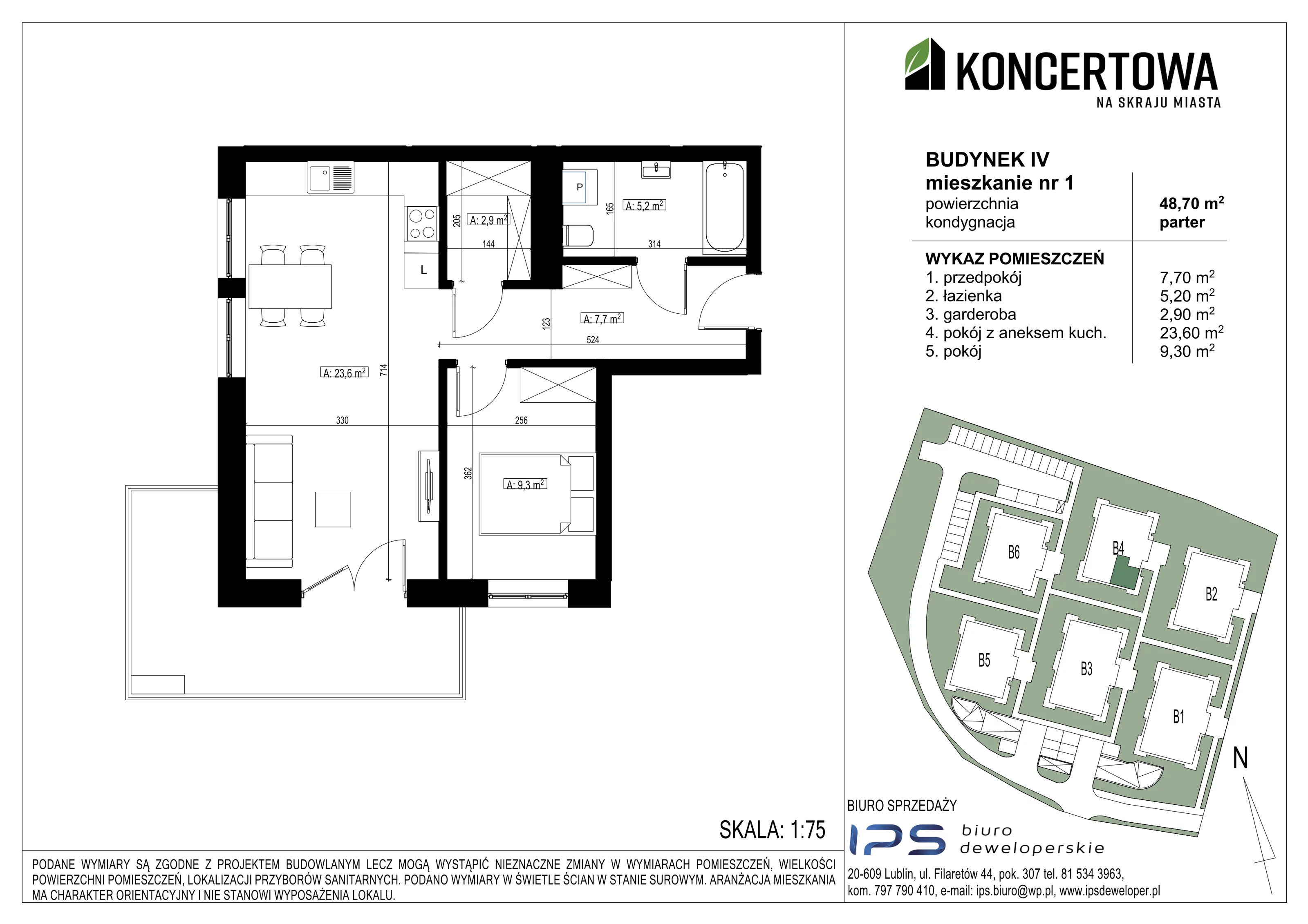 Mieszkanie 48,70 m², parter, oferta nr 2_IV/1, KONCERTOWA - Na skraju miasta, Lublin, Czechów Północny, Czechów Północny,  ul. Koncertowa