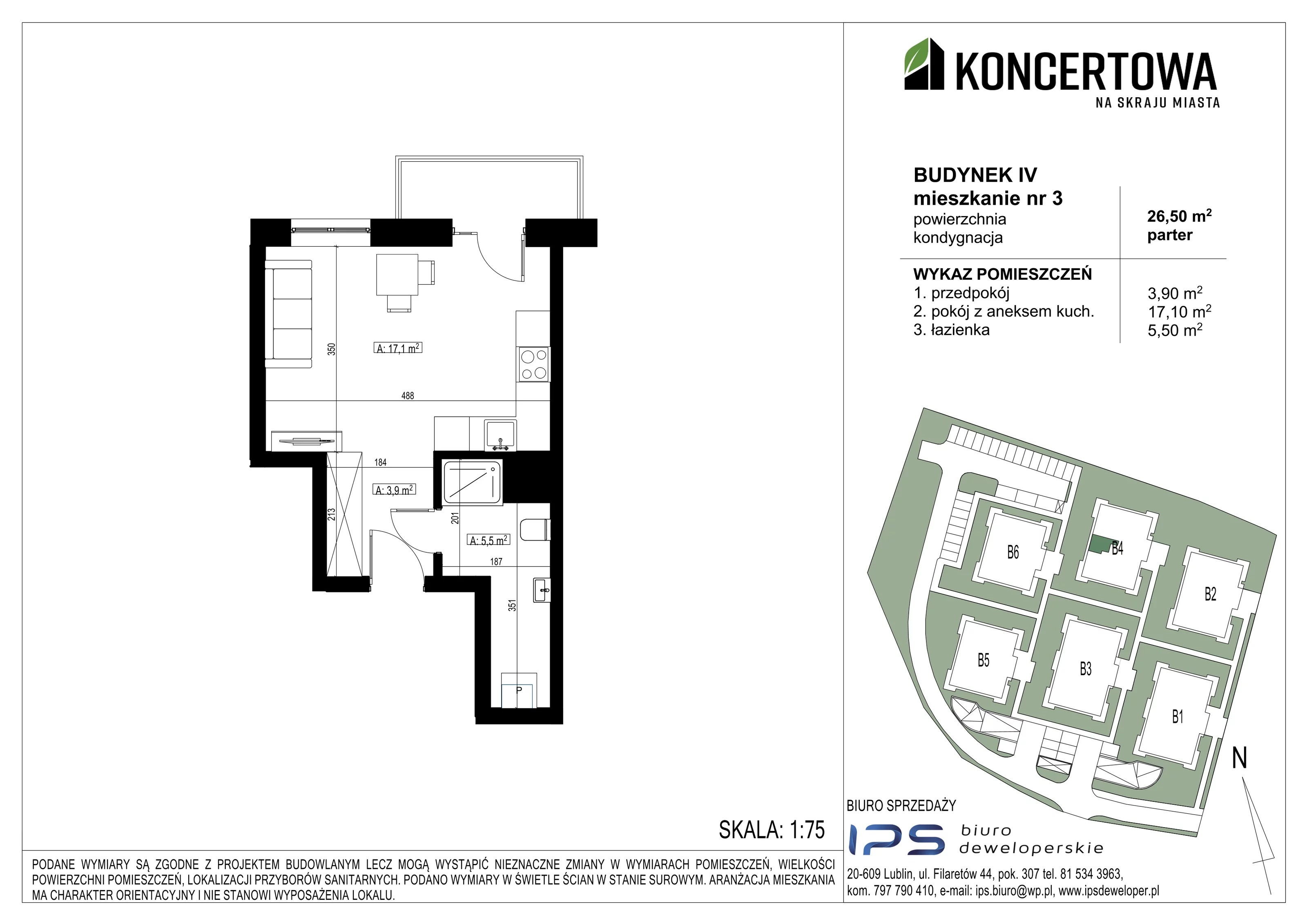 Mieszkanie 26,50 m², parter, oferta nr 2_IV/3, KONCERTOWA - Na skraju miasta, Lublin, Czechów Północny, Czechów Północny,  ul. Koncertowa