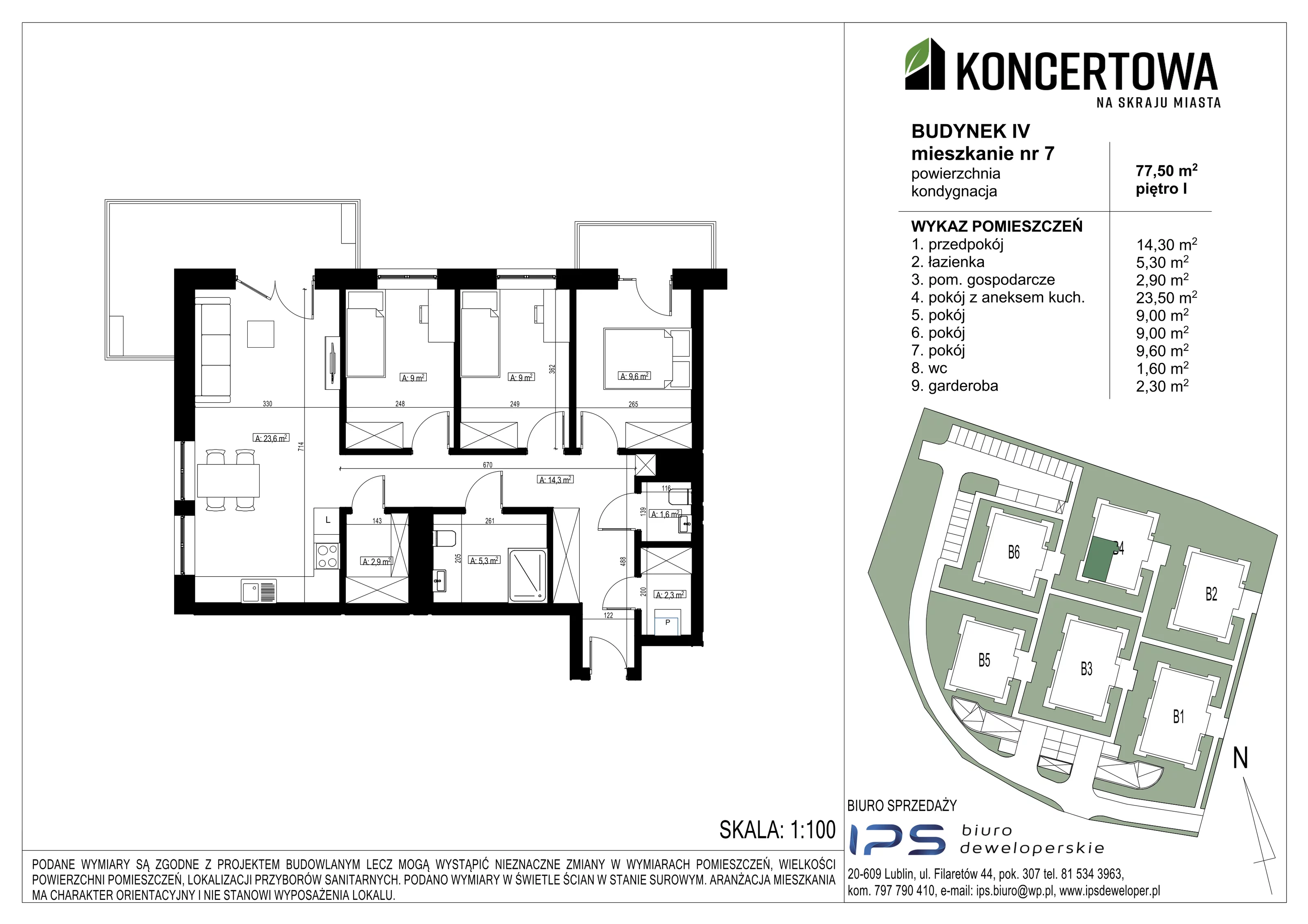 4 pokoje, mieszkanie 77,50 m², piętro 1, oferta nr 2_IV/7, KONCERTOWA - Na skraju miasta, Lublin, Czechów Północny, Czechów Północny, ul. Koncertowa