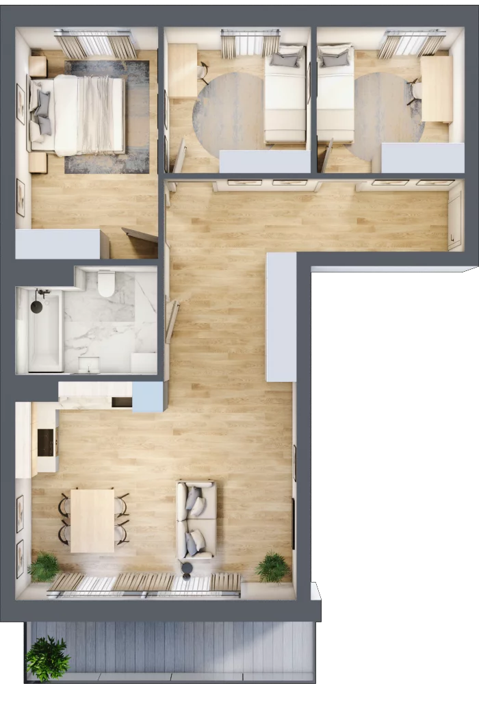 4 pokoje, mieszkanie 73,02 m², piętro 1, oferta nr M I.1.5, Glogera Bricks, Kraków, Prądnik Biały, ul. Zygmunta Glogera