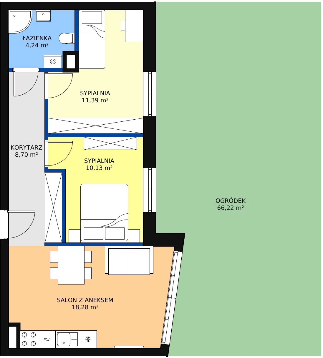 Nowe mieszkanie, 52,74 m², 3 pokoje, parter, oferta nr M IV.0.2