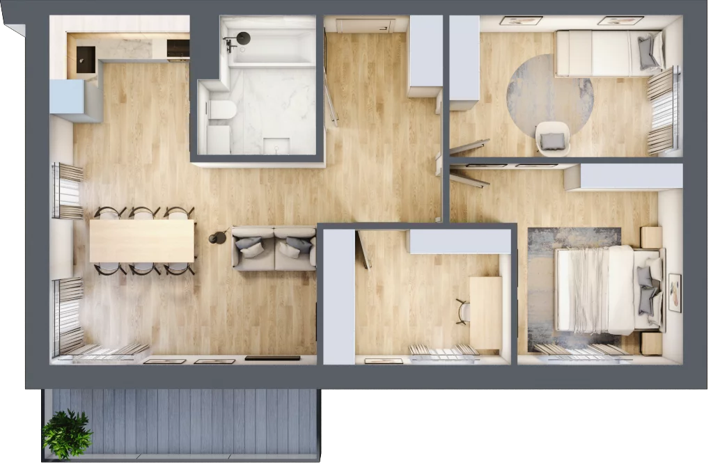 4 pokoje, mieszkanie 66,42 m², piętro 1, oferta nr M IV.1.3, Glogera Bricks, Kraków, Prądnik Biały, ul. Zygmunta Glogera
