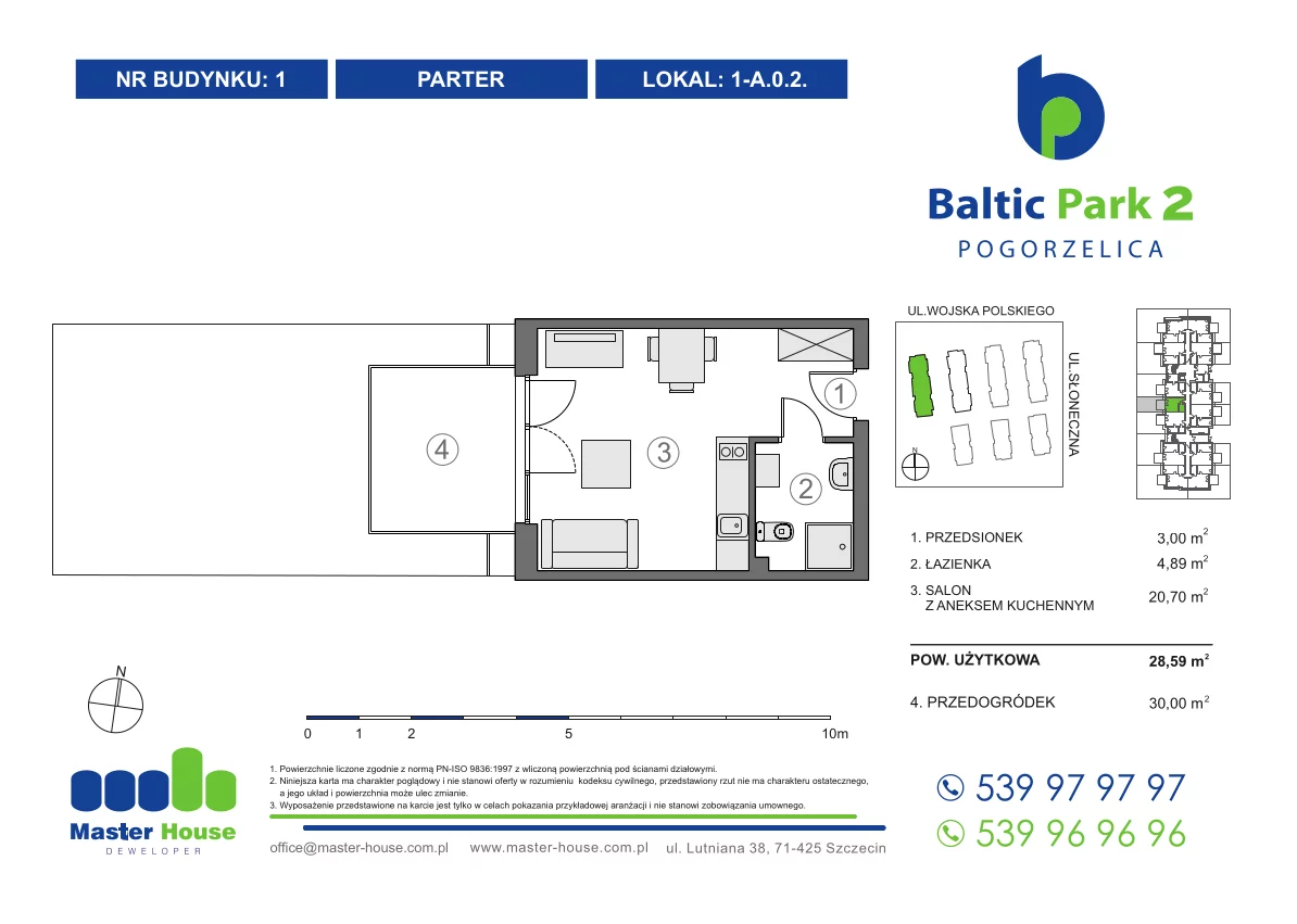 Apartament 28,59 m², parter, oferta nr 1-A.0.2, Baltic Park 2, Pogorzelica, ul. Wojska Polskiego