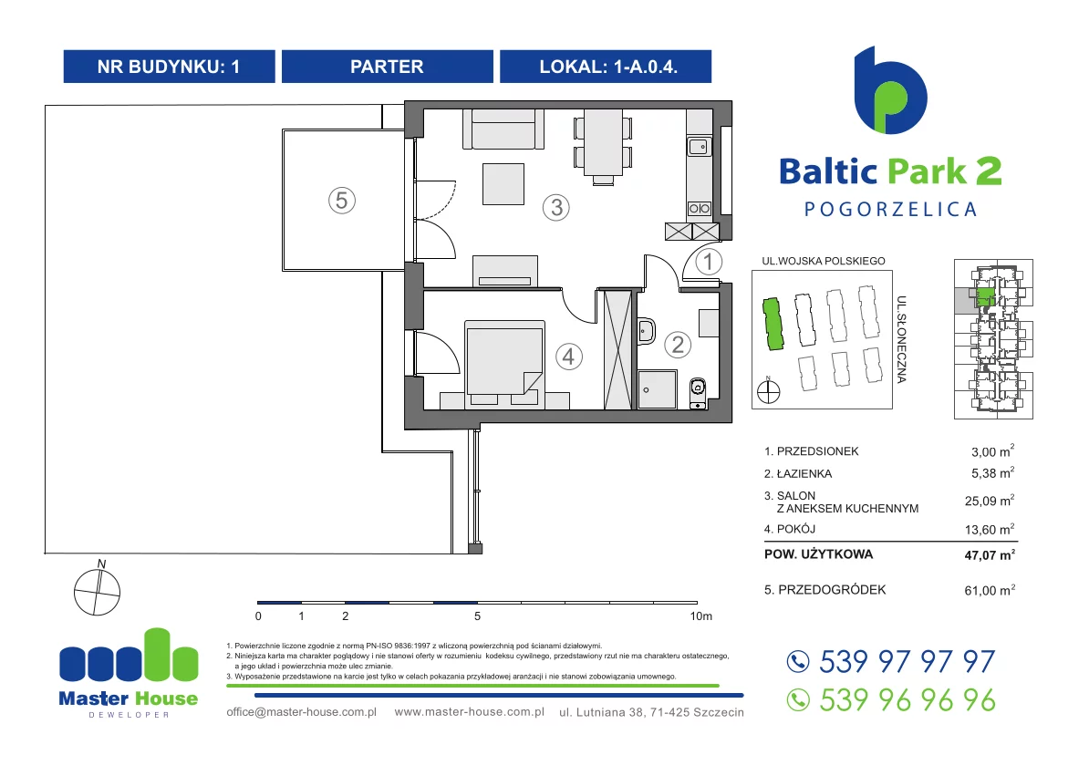 Apartament 47,07 m², parter, oferta nr 1-A.0.4, Baltic Park 2, Pogorzelica, ul. Wojska Polskiego