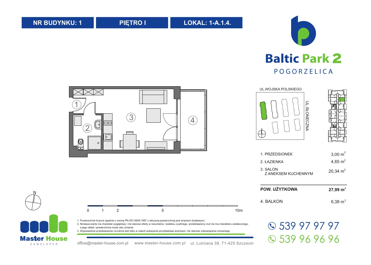 Apartament 27,99 m², piętro 1, oferta nr 1-A.1.4, Baltic Park 2, Pogorzelica, ul. Wojska Polskiego