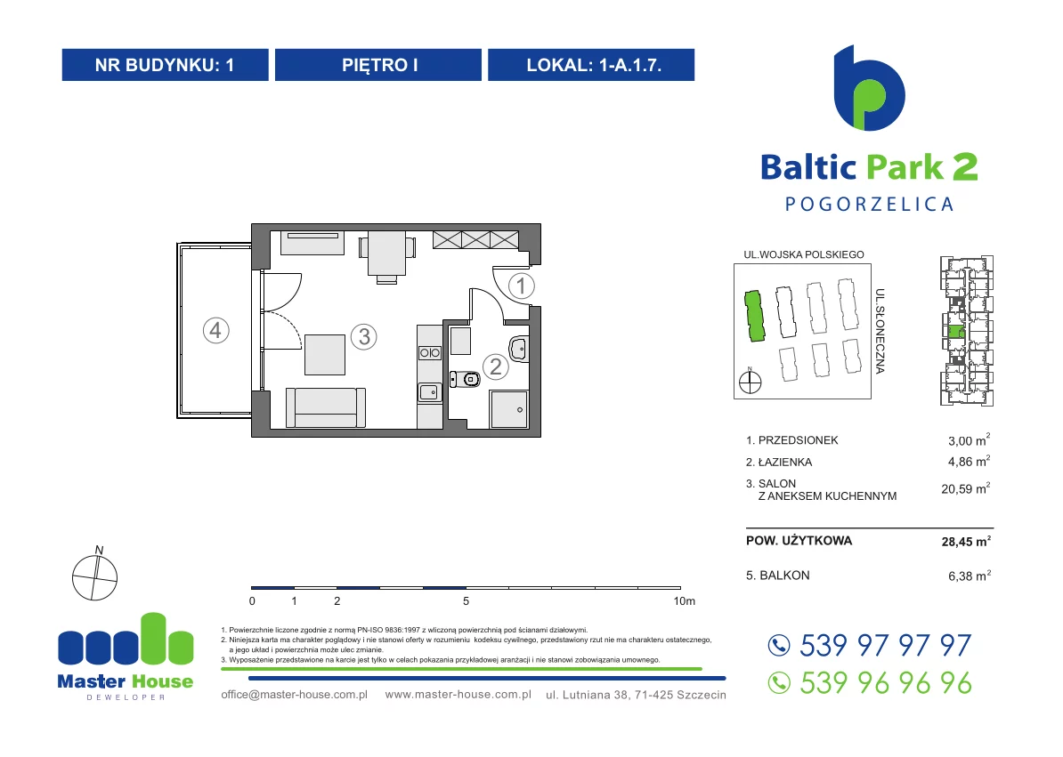 Apartament 28,45 m², piętro 1, oferta nr 1-A.1.7, Baltic Park 2, Pogorzelica, ul. Wojska Polskiego