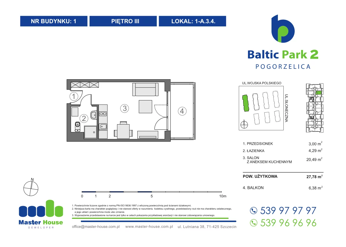 Apartament 27,78 m², piętro 3, oferta nr 1-A.3.4, Baltic Park 2, Pogorzelica, ul. Wojska Polskiego