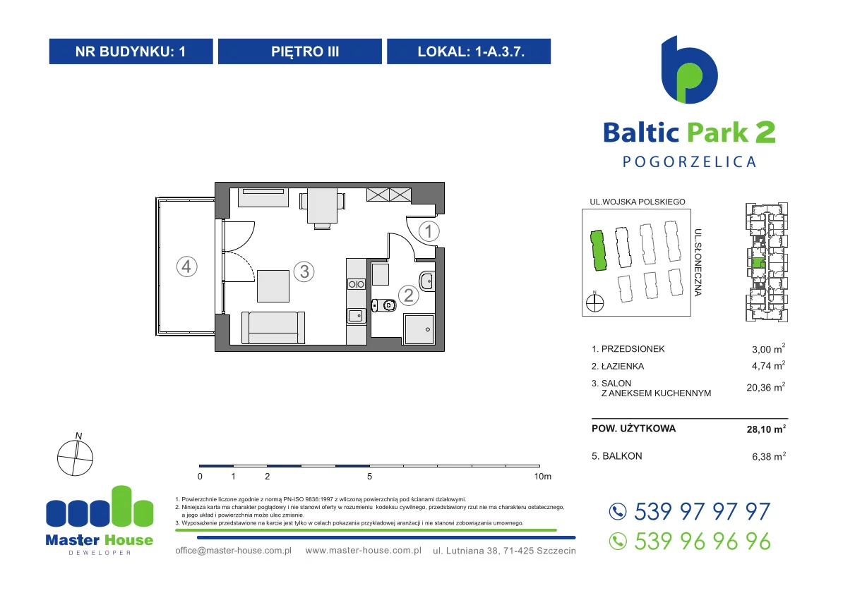 Apartament 28,10 m², piętro 3, oferta nr 1-A.3.7, Baltic Park 2, Pogorzelica, ul. Wojska Polskiego