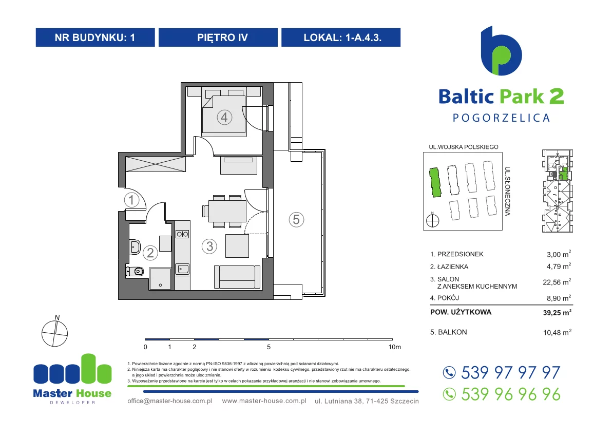 Apartament 39,25 m², piętro 4, oferta nr 1-A.4.3, Baltic Park 2, Pogorzelica, ul. Wojska Polskiego