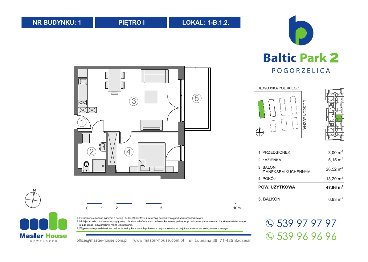 Apartament 47,96 m², piętro 1, oferta nr 1-B.1.2, Baltic Park 2, Pogorzelica, ul. Wojska Polskiego