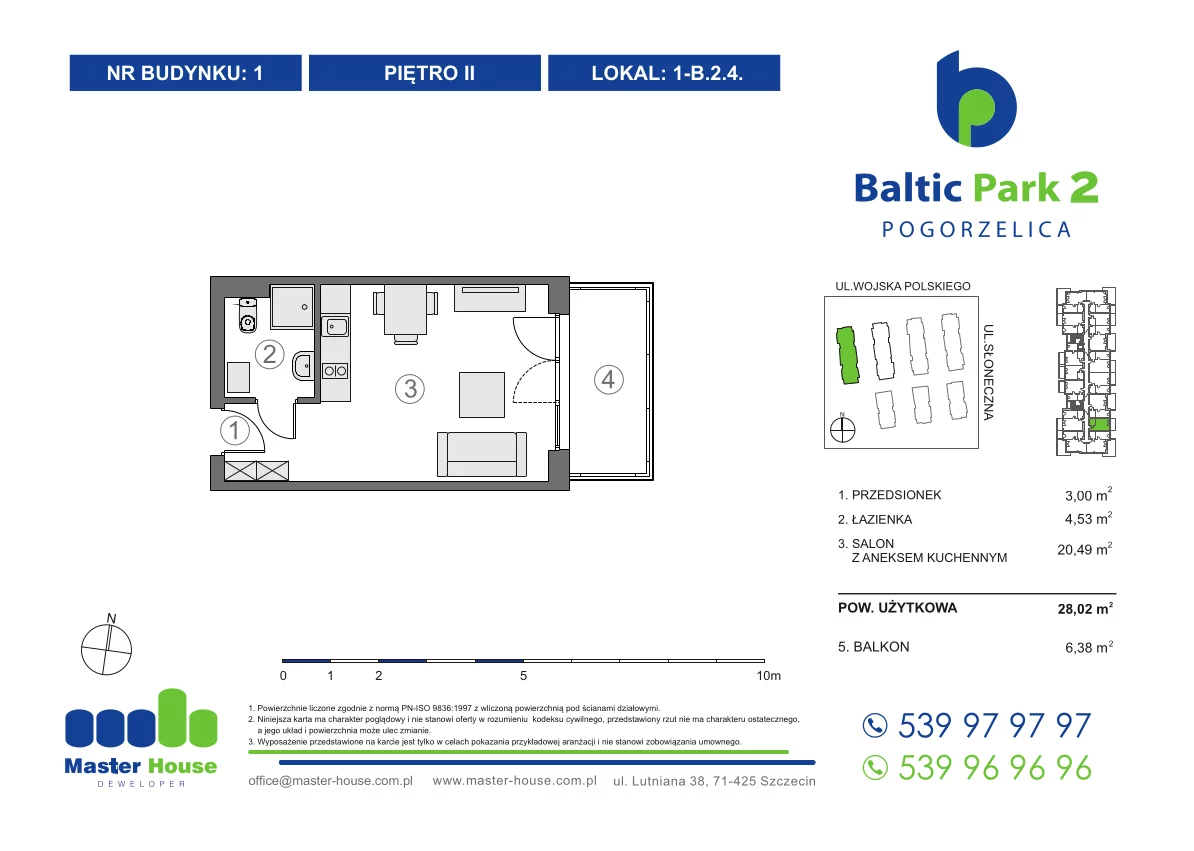 Apartament 28,02 m², piętro 2, oferta nr 1-B.2.4, Baltic Park 2, Pogorzelica, ul. Wojska Polskiego