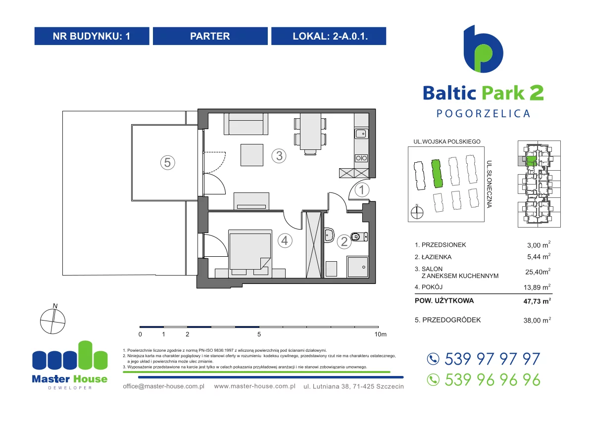 Apartament 47,73 m², parter, oferta nr 2-A.0.1, Baltic Park 2, Pogorzelica, ul. Wojska Polskiego