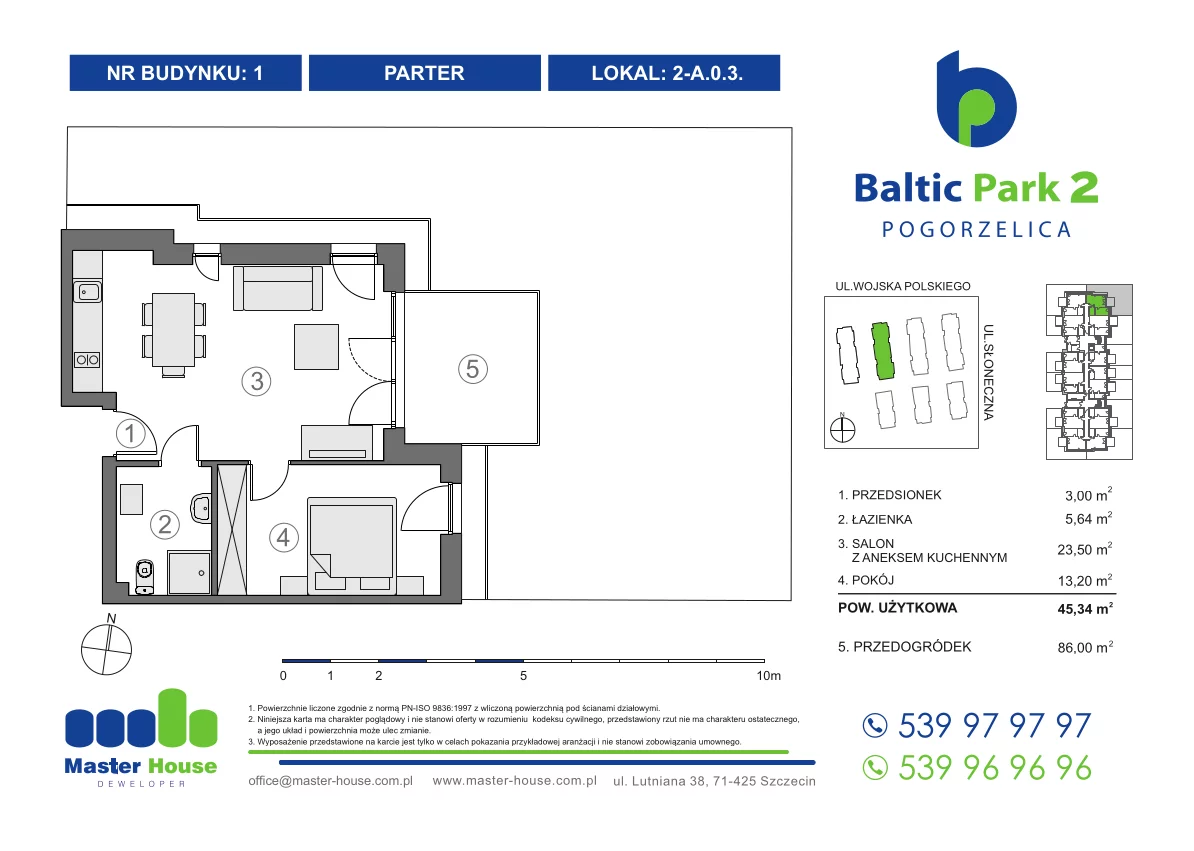 Apartament 45,34 m², parter, oferta nr 2-A.0.3, Baltic Park 2, Pogorzelica, ul. Wojska Polskiego