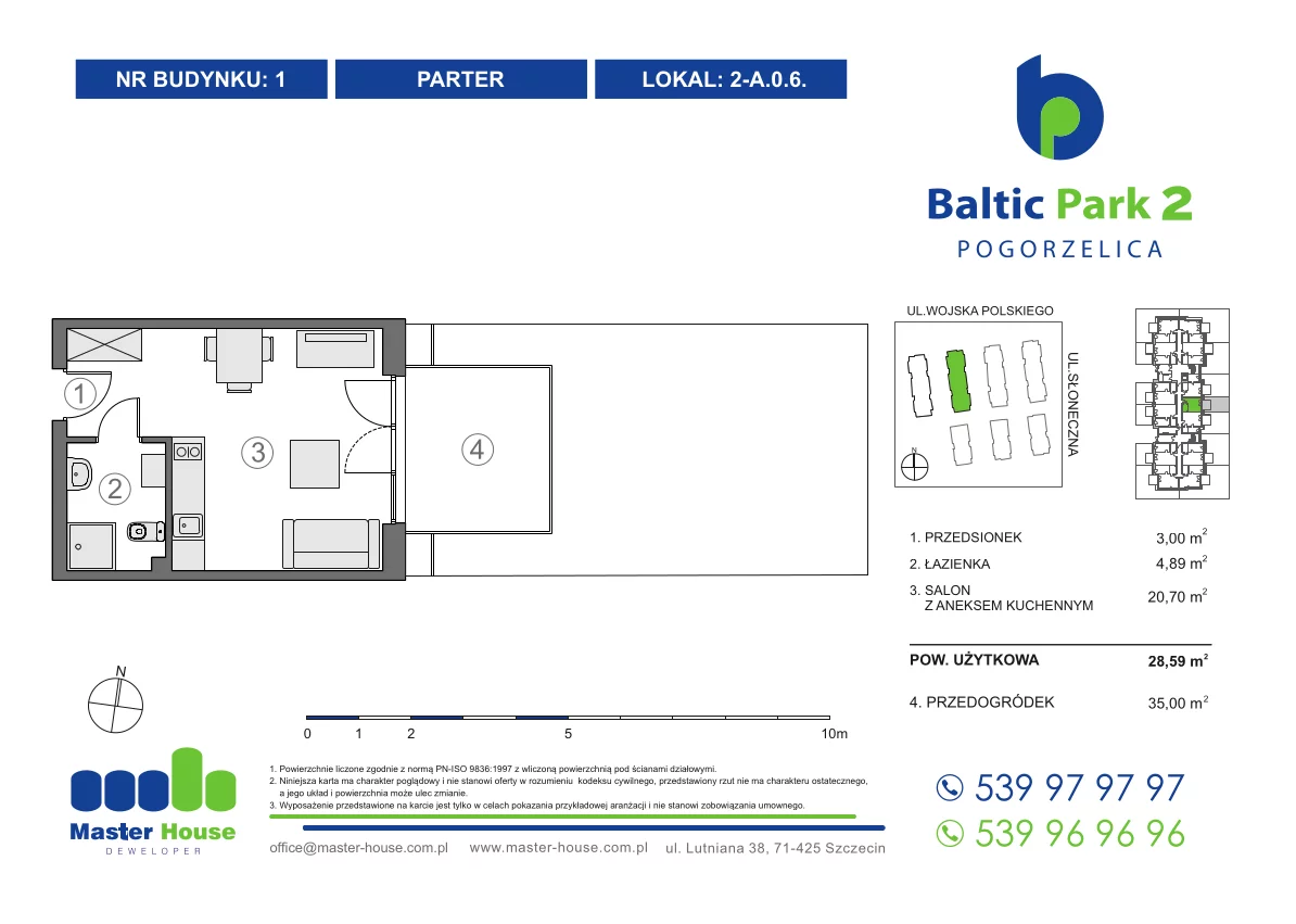 Apartament 28,59 m², parter, oferta nr 2-A.0.6, Baltic Park 2, Pogorzelica, ul. Wojska Polskiego