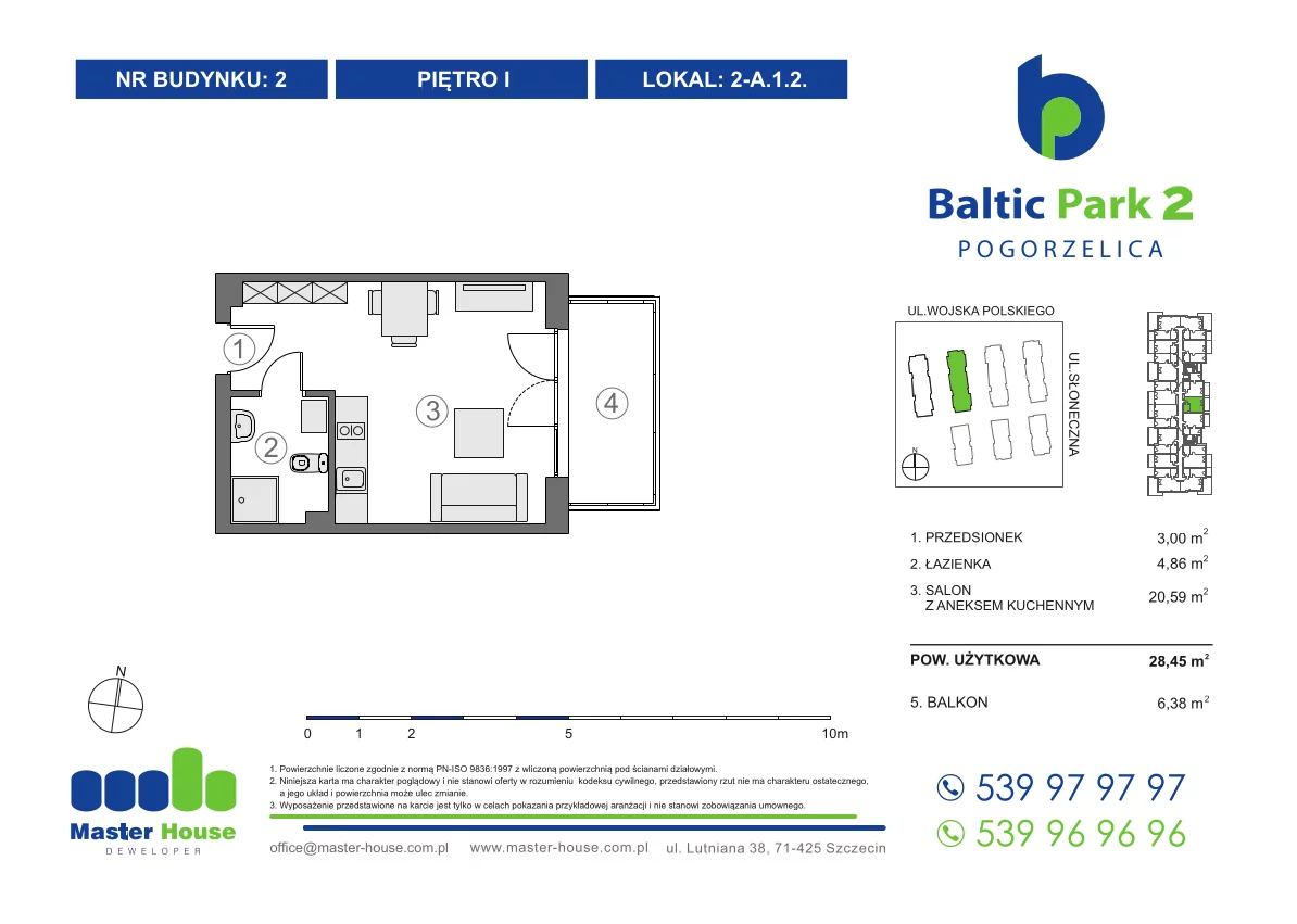 Apartament 28,45 m², piętro 1, oferta nr 2-A1.2, Baltic Park 2, Pogorzelica, ul. Wojska Polskiego