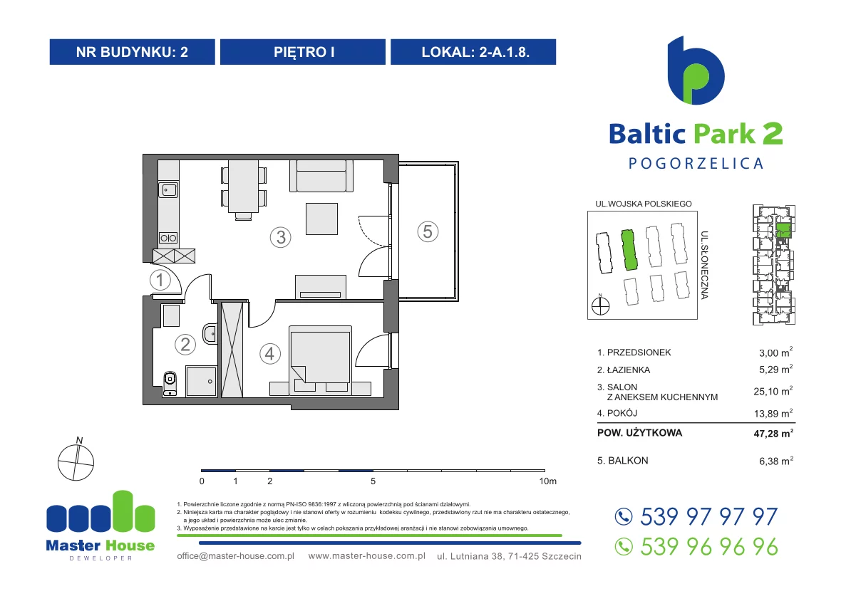 Apartament 47,28 m², piętro 1, oferta nr 2-A1.8, Baltic Park 2, Pogorzelica, ul. Wojska Polskiego